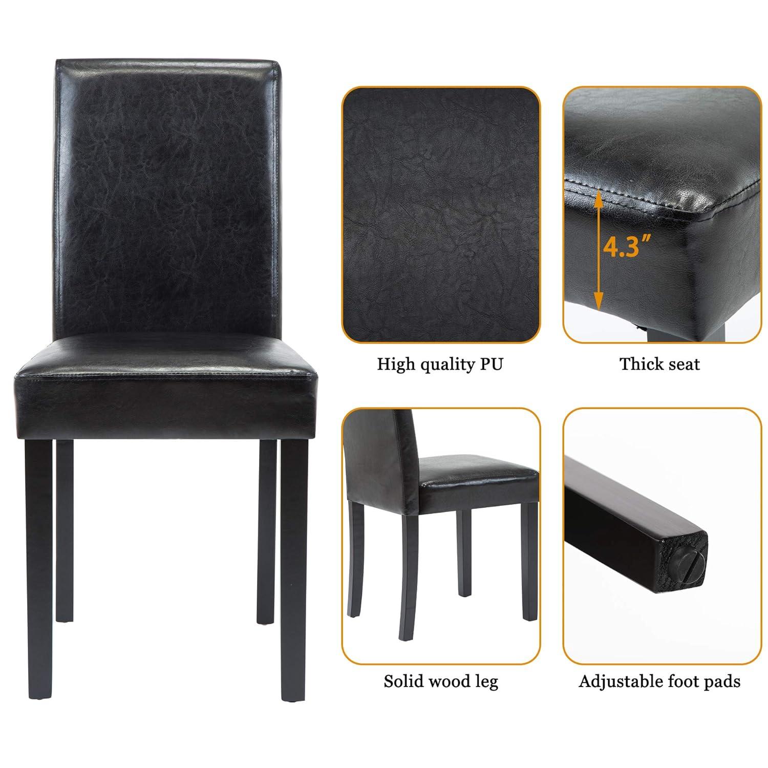 Tangkula Dining Chair Set of 4 w/ Acacia Wood Frame & Rubber Wood Legs Padded Backrest Black