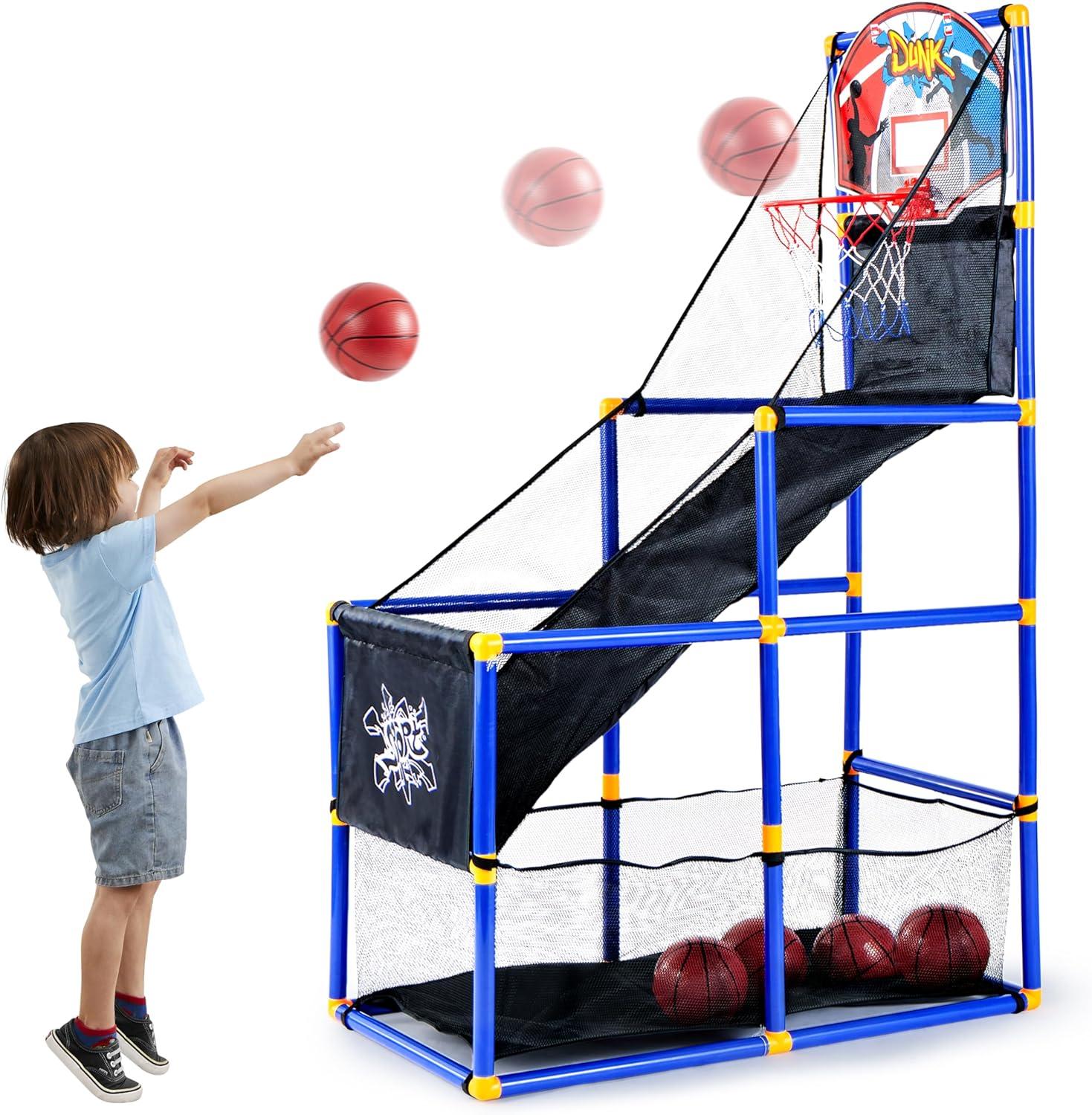 Blue Plastic Indoor/Outdoor Arcade Basketball Hoop Game Set