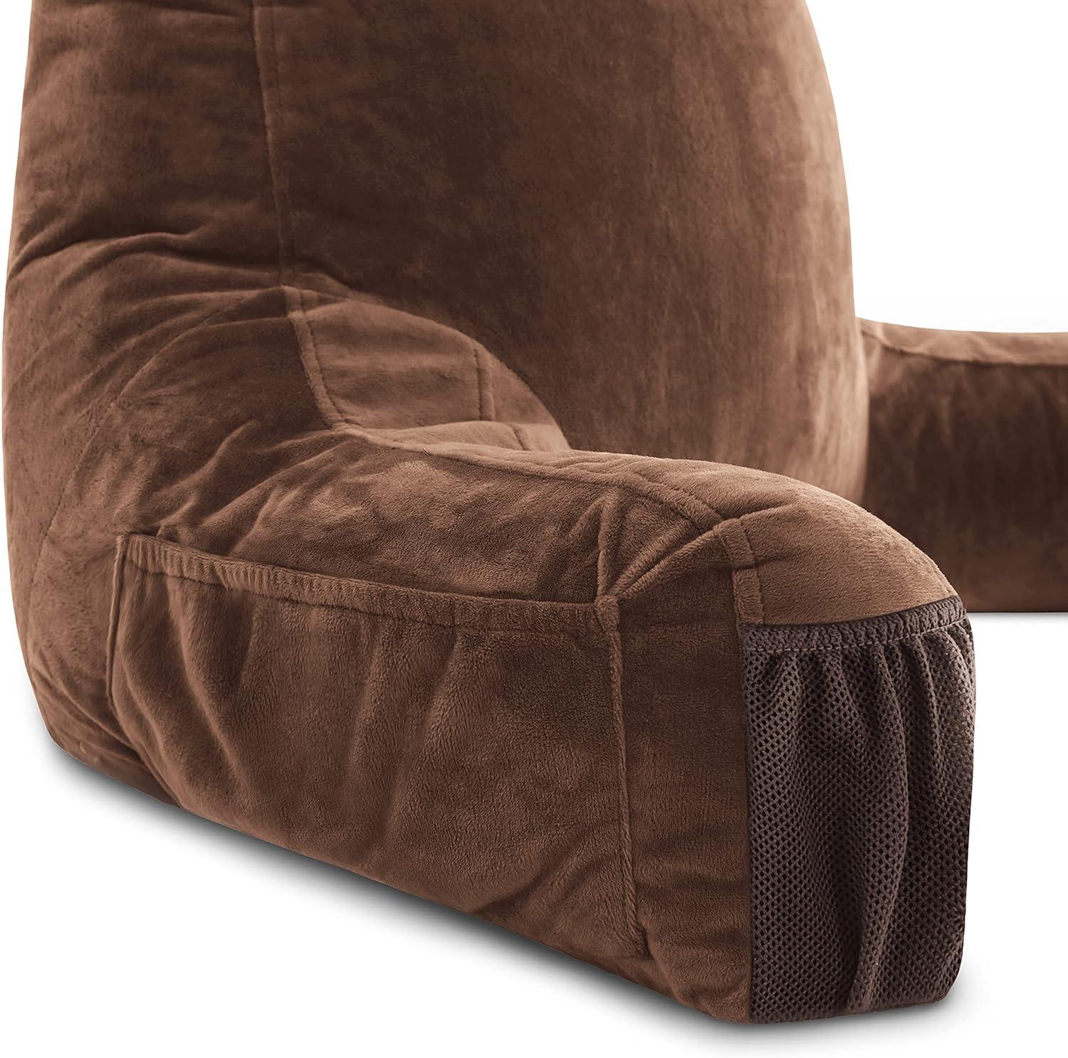 Husband Pillow Medium Chocolate Brown, Backrest - Detach Neck Roll, Removable Cover