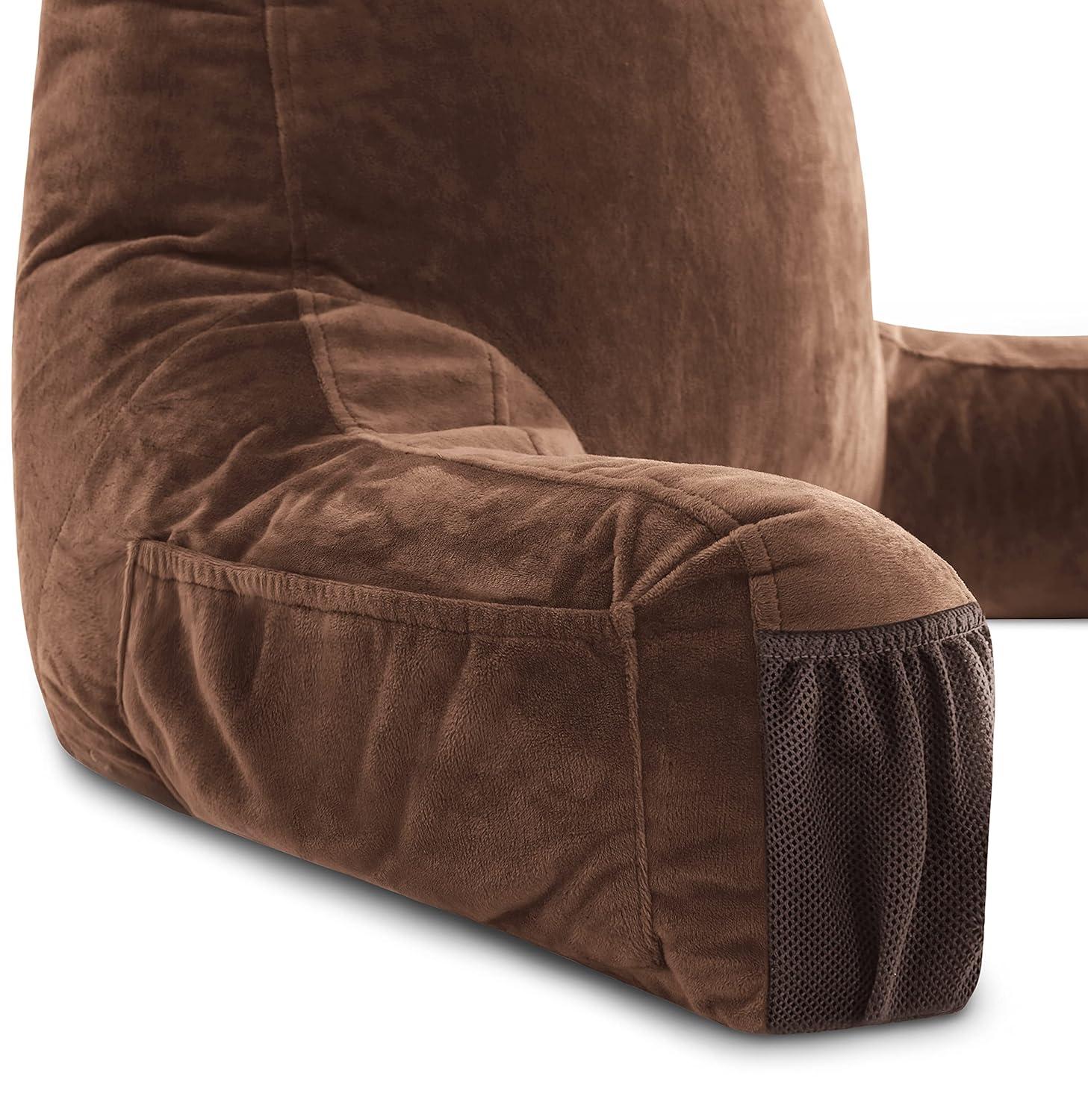 Husband Pillow Medium Chocolate Brown, Backrest - Detach Neck Roll, Removable Cover