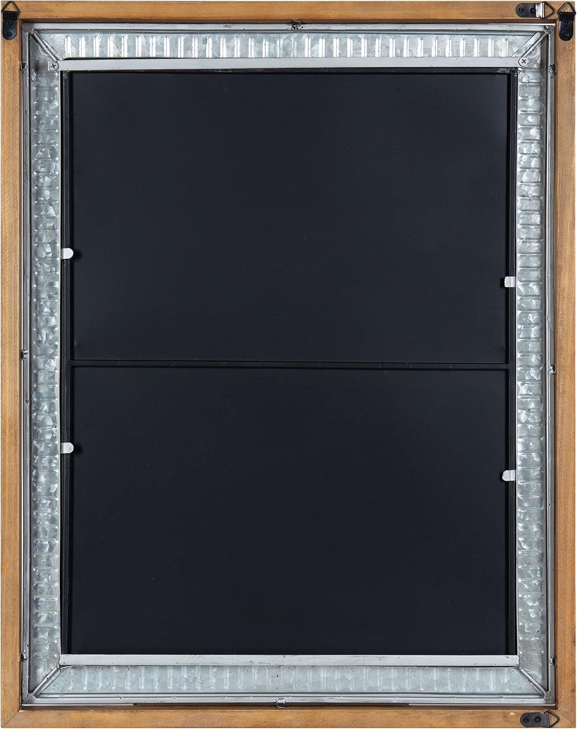 Rustic Brown Wood and Metal Framed Magnetic Chalkboard, 24x30