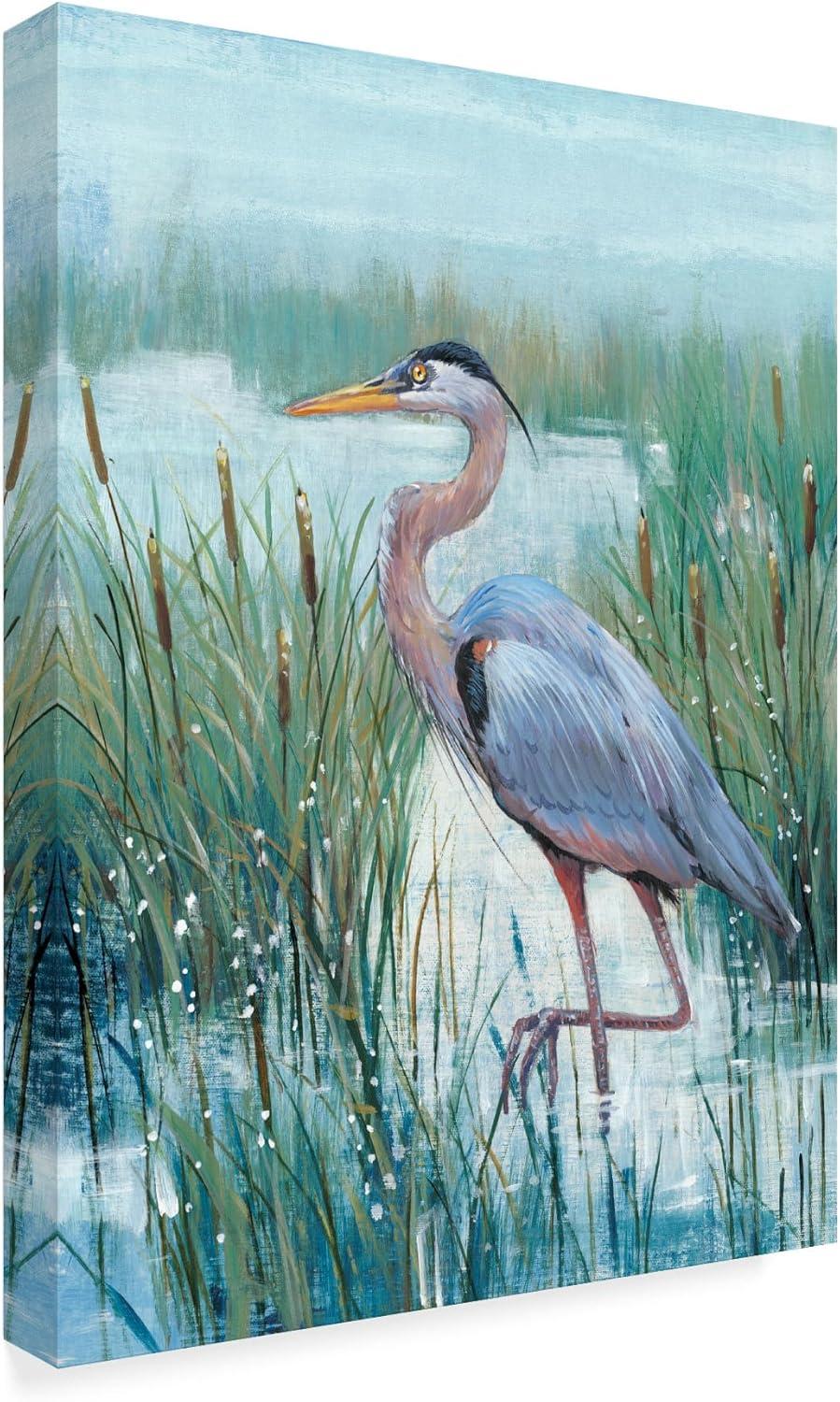 Large Blue Heron Canvas Art with Wooden Frame