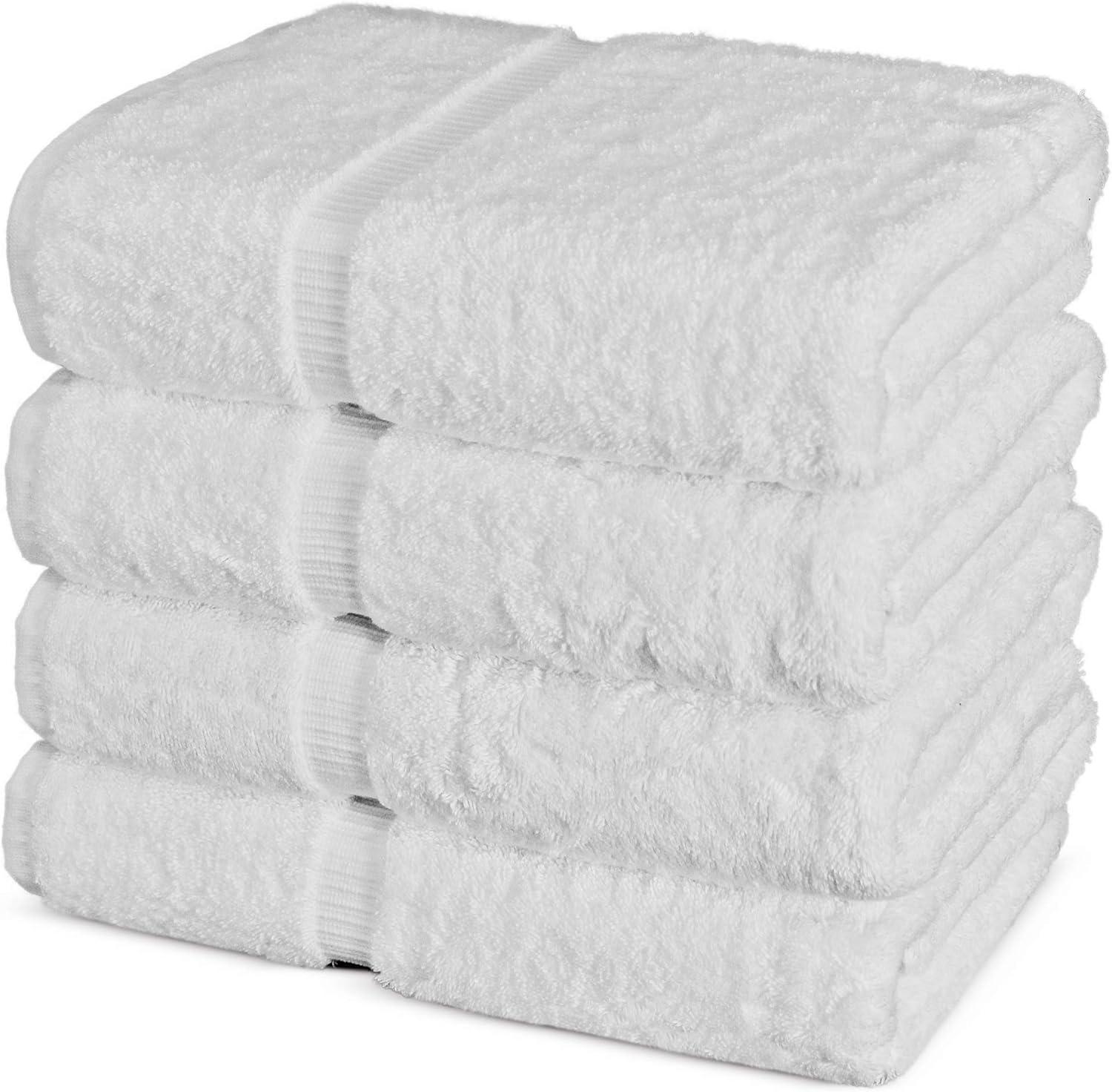 Luxury Hotel & Spa Bath Towel 100% Genuine Turkish Cotton, 27" x 54" ,Set of 4,White