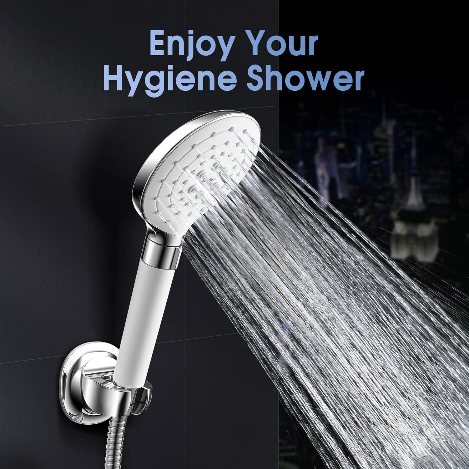 Filtered Shower Head for Hard Water, 3 Modes High Pressure Showerhead with Filter, 78.7-inch Extra Long Hose, Adhesive Shower Head Holder