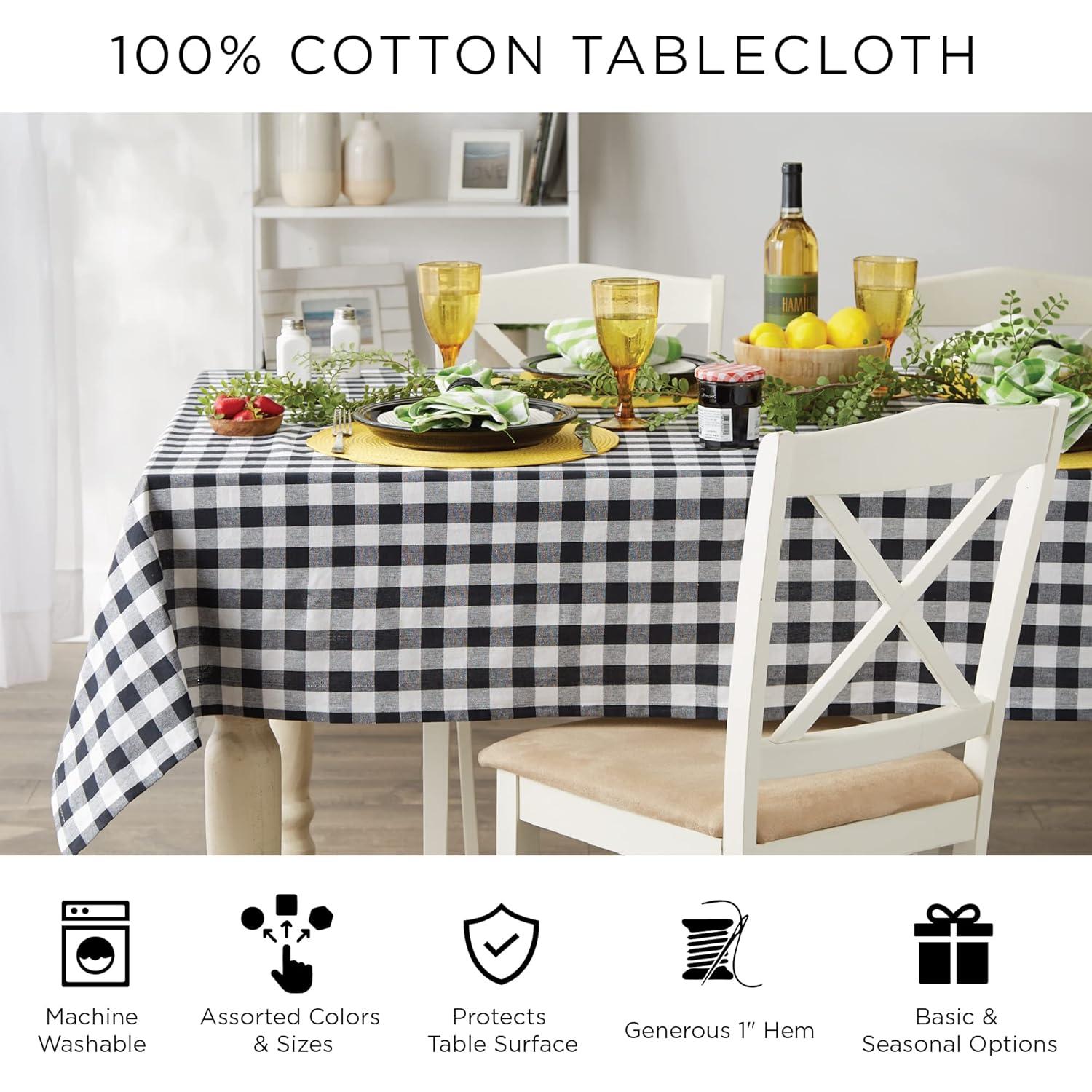 Design Imports CAMZ12420 60 x 120 in. Stone Buffalo Check Tablecloth