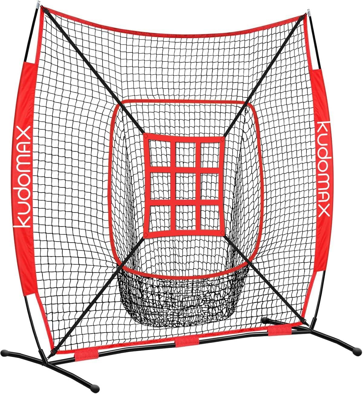 Zeny 7' x 7' Baseball Softball Practice Net Hitting Pitching Training Net w/Strike Zone,Bow Frame & Carry Bag