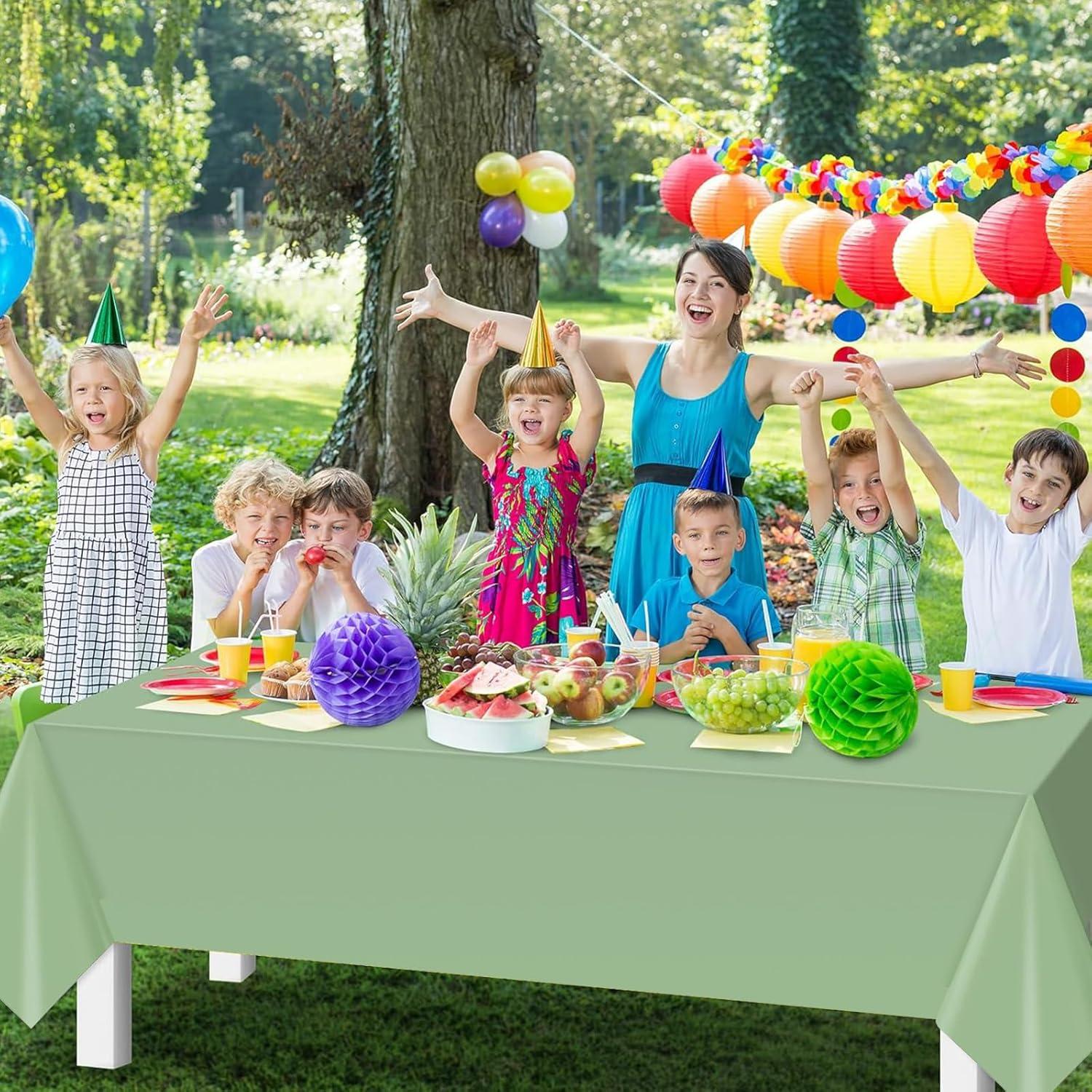 3Pack Sage Green Plastic Tablecloths for Rectangle Tables, Light Green Disposable Tablecloth, Waterproof Sage Green Table Cover for Birthday Bridal Wedding Baby Shower Party Decorations, 54 X 108Inch