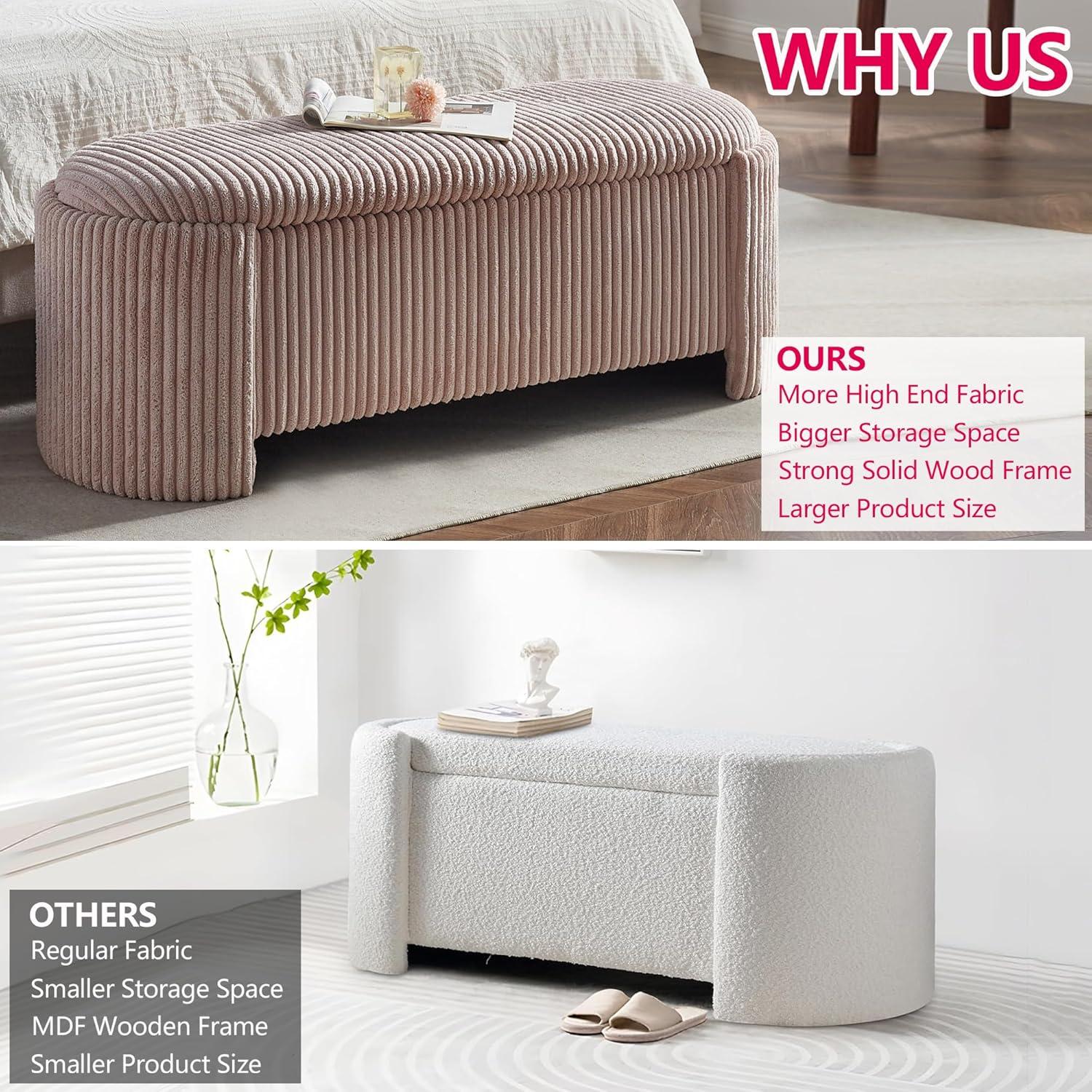 Latitude Run® Nikoma Corduroy Upholstered Storage Bench