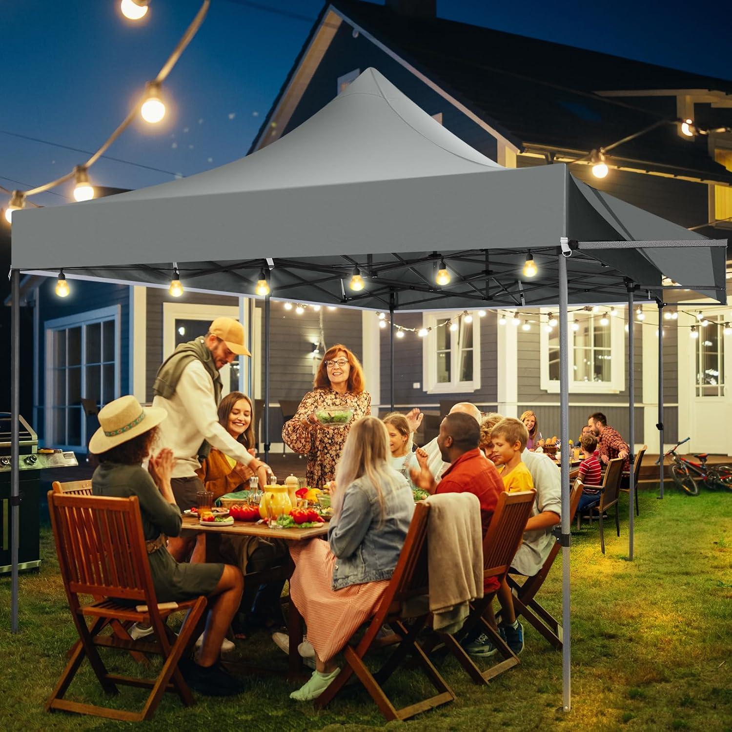 SANOPY 10' x 20' Pop up Canopy Party Tent with Wave Eave, Outdoor Waterproof Patio Gazebo Tent with Carry Bag, Backyards Camping Picnics, Gray