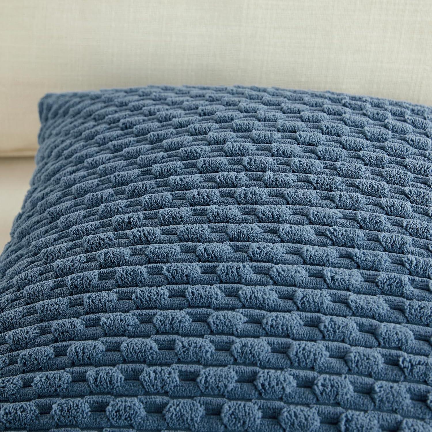 Boho Sage Green Striped Corduroy Pillow Covers - Set of 2 | Farmhouse Rectangle Cushion Cases for Sofa Couch Bed | Soft Decorative Throw Pillowcases - 12x20 Inch Home Decor