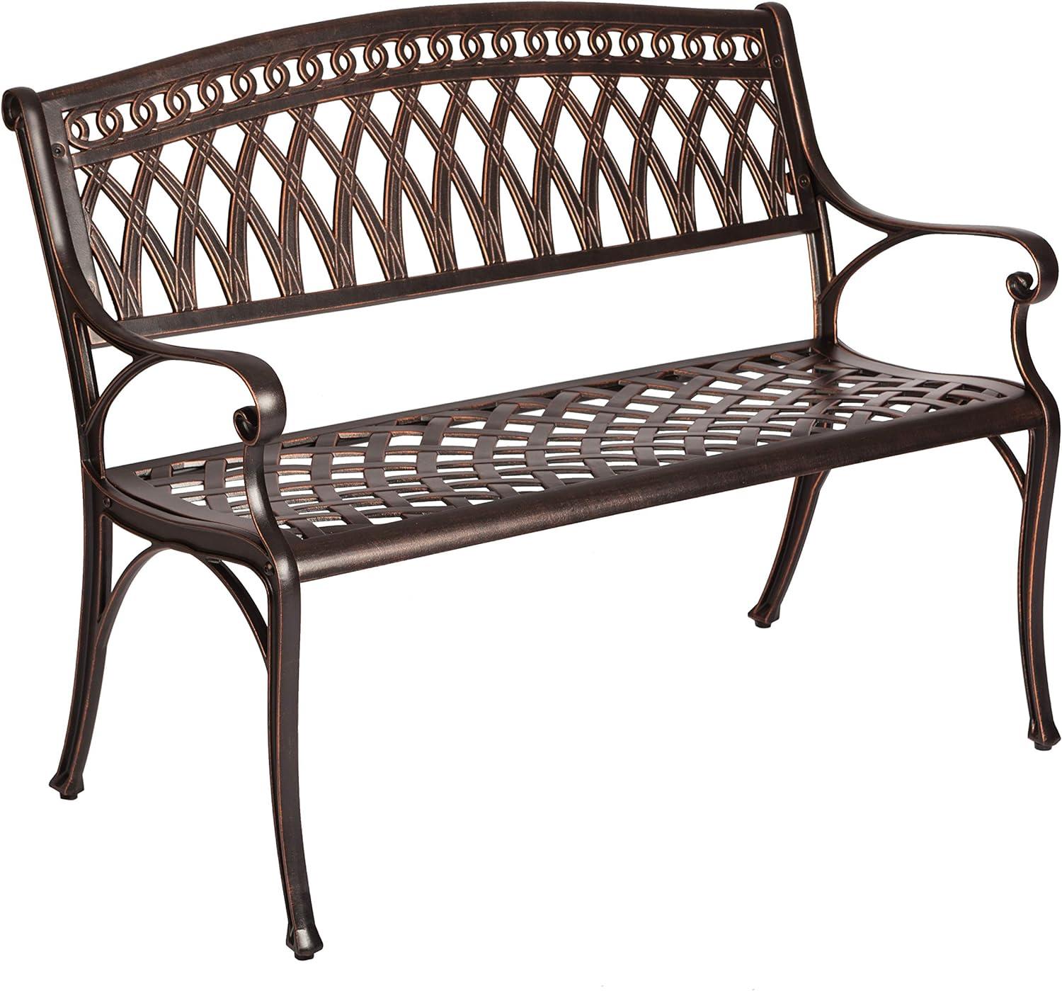 Simone 40" Antique Bronze Cast Aluminum Patio Bench