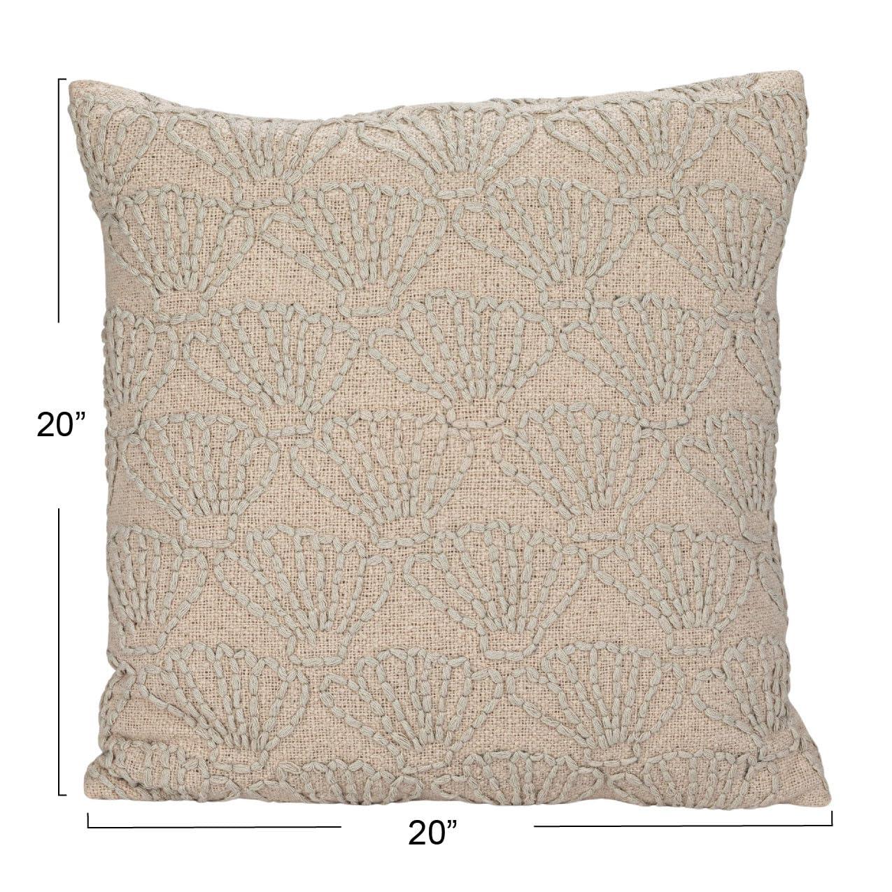 Embroidered Cotton Reversible Throw Pillow