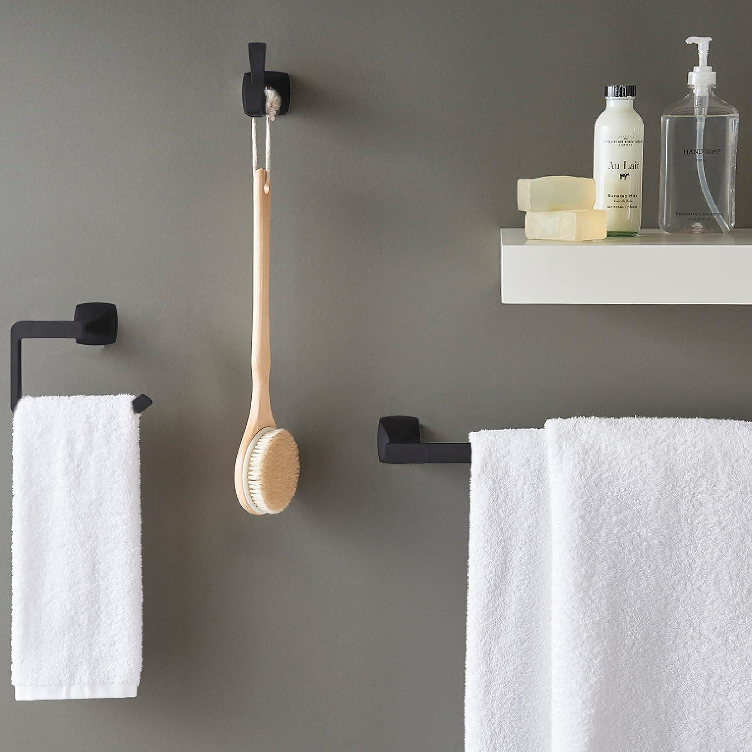 Matte Black 18-Inch Modern Wall-Mounted Towel Bar