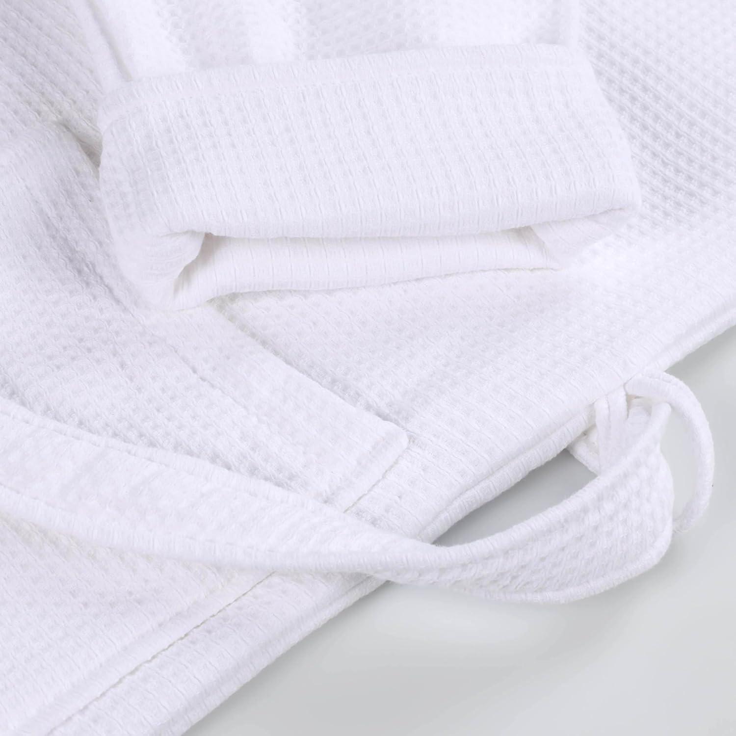 Superior Waffle Cotton Unisex Soft Adult Bath Robe, Small, White