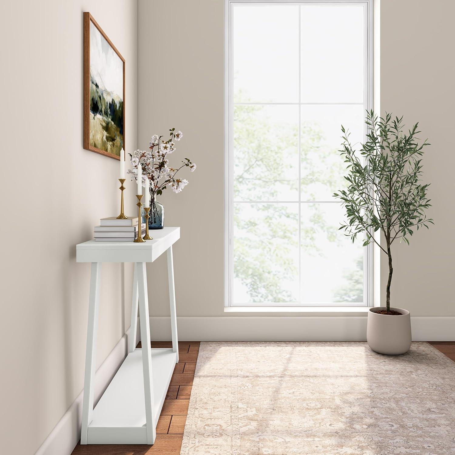 Plank+Beam 46.25" Solid Wood Console Table with Storage, Sofa Table with Shelf, Narrow Entryway Table for Hallway