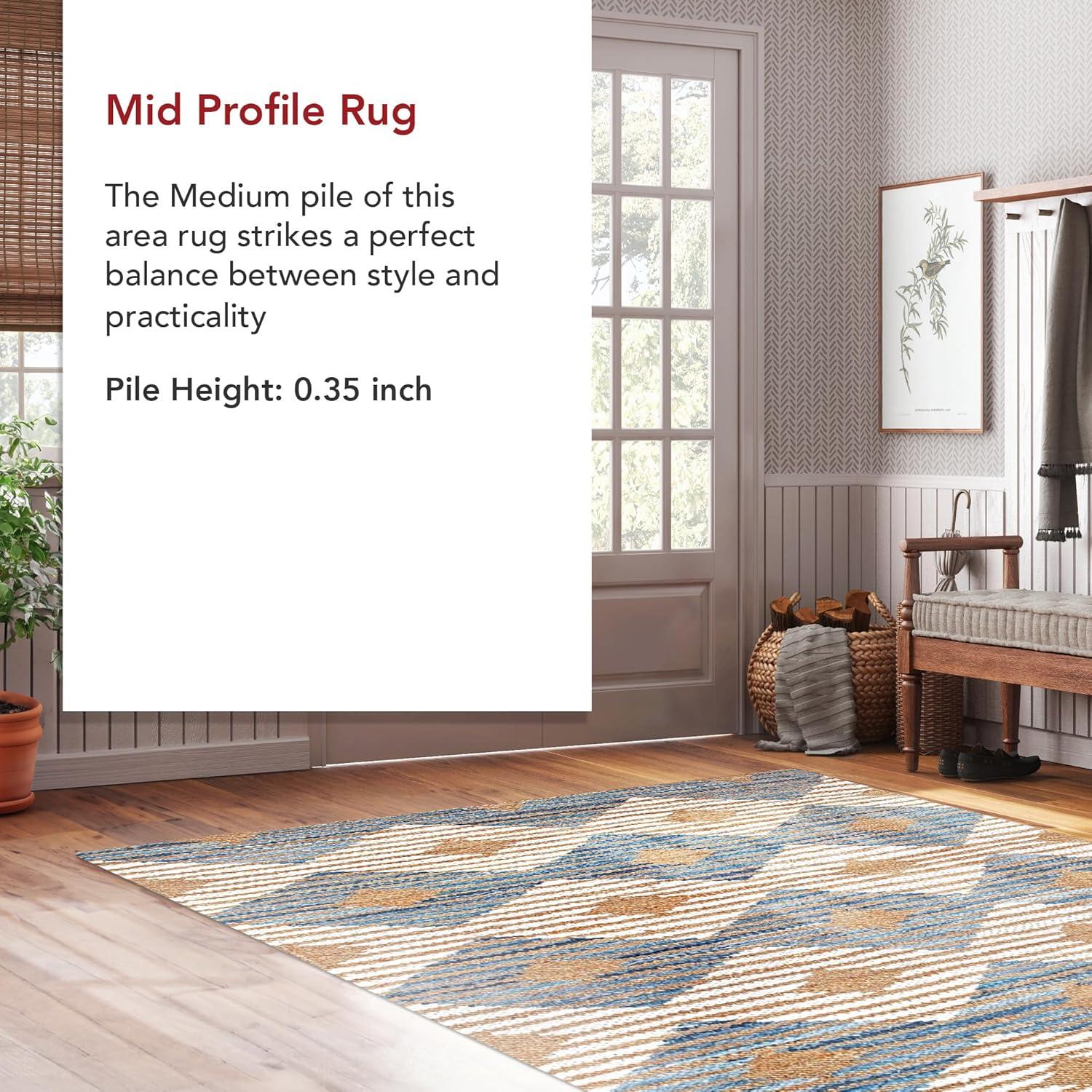 nuLOOM Hand Braided Marla Denim And Jute Diamonds Area Rug, Runner 2' 6" x 10', Off White