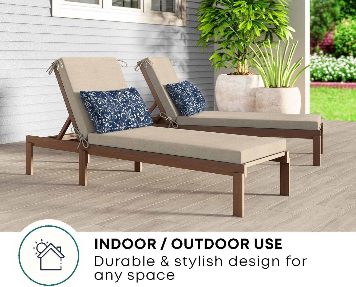 Textured Solid Almond Chaise Lounge Cushion