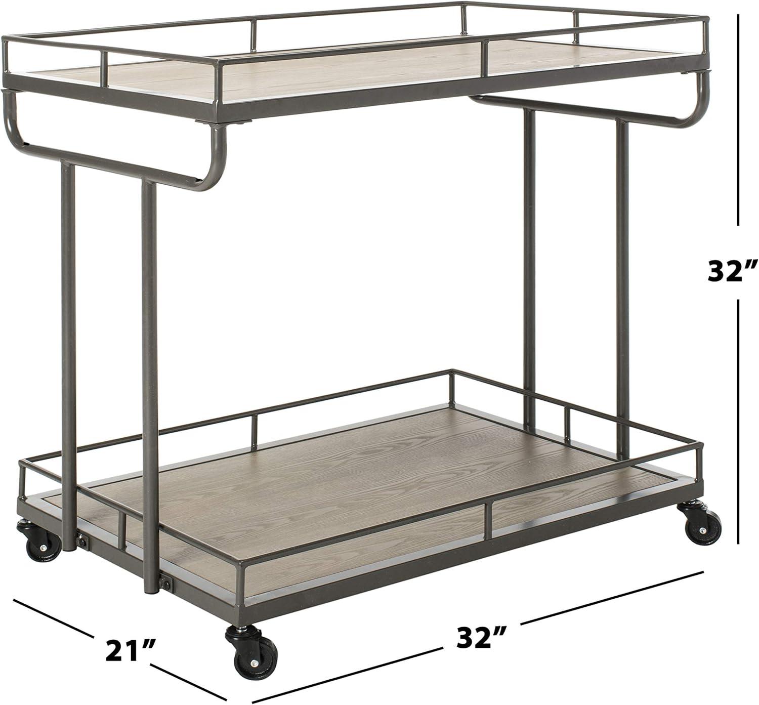 Dawson 2 Tier Rectangle Bar Cart - BCT6200A - Rustic Oak/Gunmetal - Safavieh