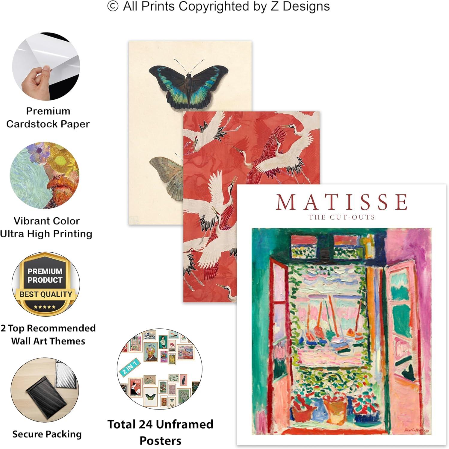 97 Decor Vintage Eclectic Wall Art Prints - Maximalist Funky Pictures, Bright Famous Artist Prints For Wall Decor, Gallery Colorful Art Posters For Bedroom (unframed)