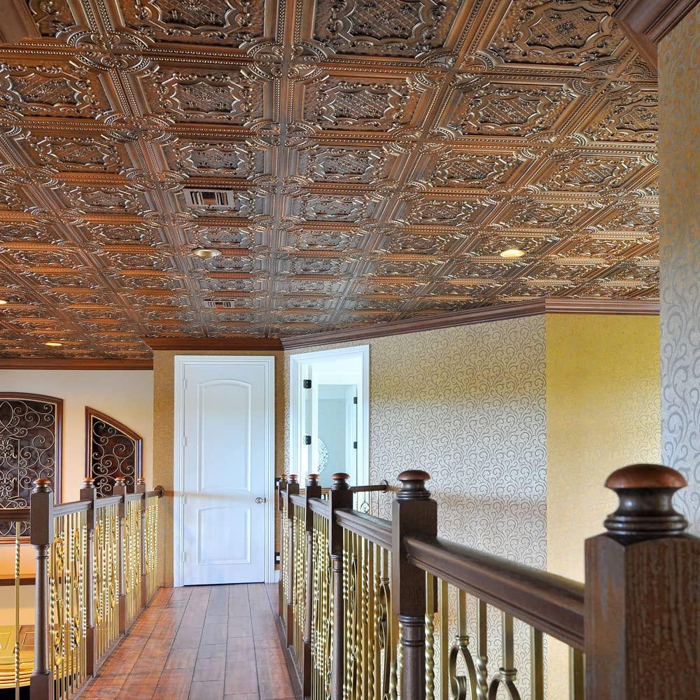 FromPlainToBeautifulInHours Elizabethan Shield 2 Ft. X 2 Ft. Drop-In Or Glue-Up PVC Ceiling Tile (Set of 25)