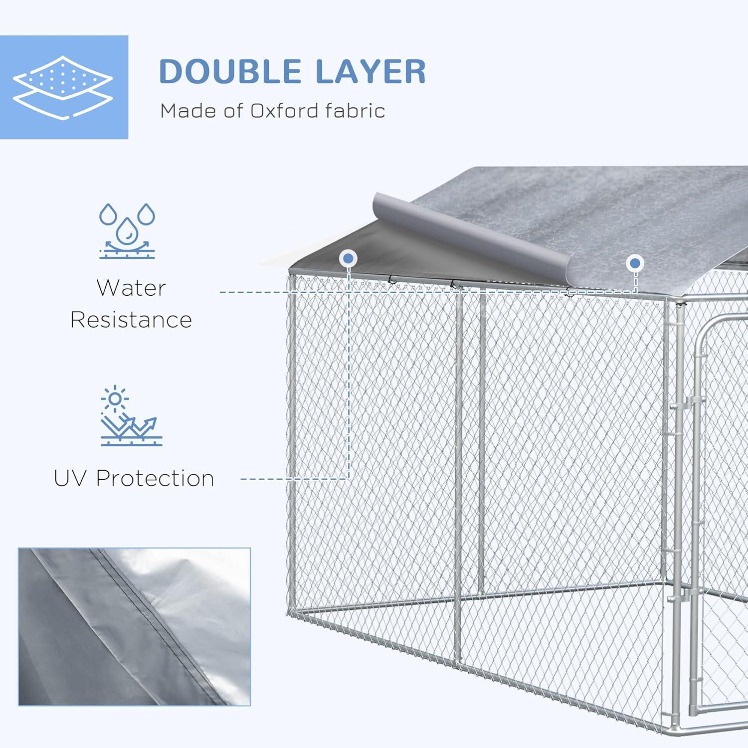 Pawhut Dog Kennel Heavy Duty Playpen with Galvanized Steel Secure Lock, 13' x 7.5' x 7.5'