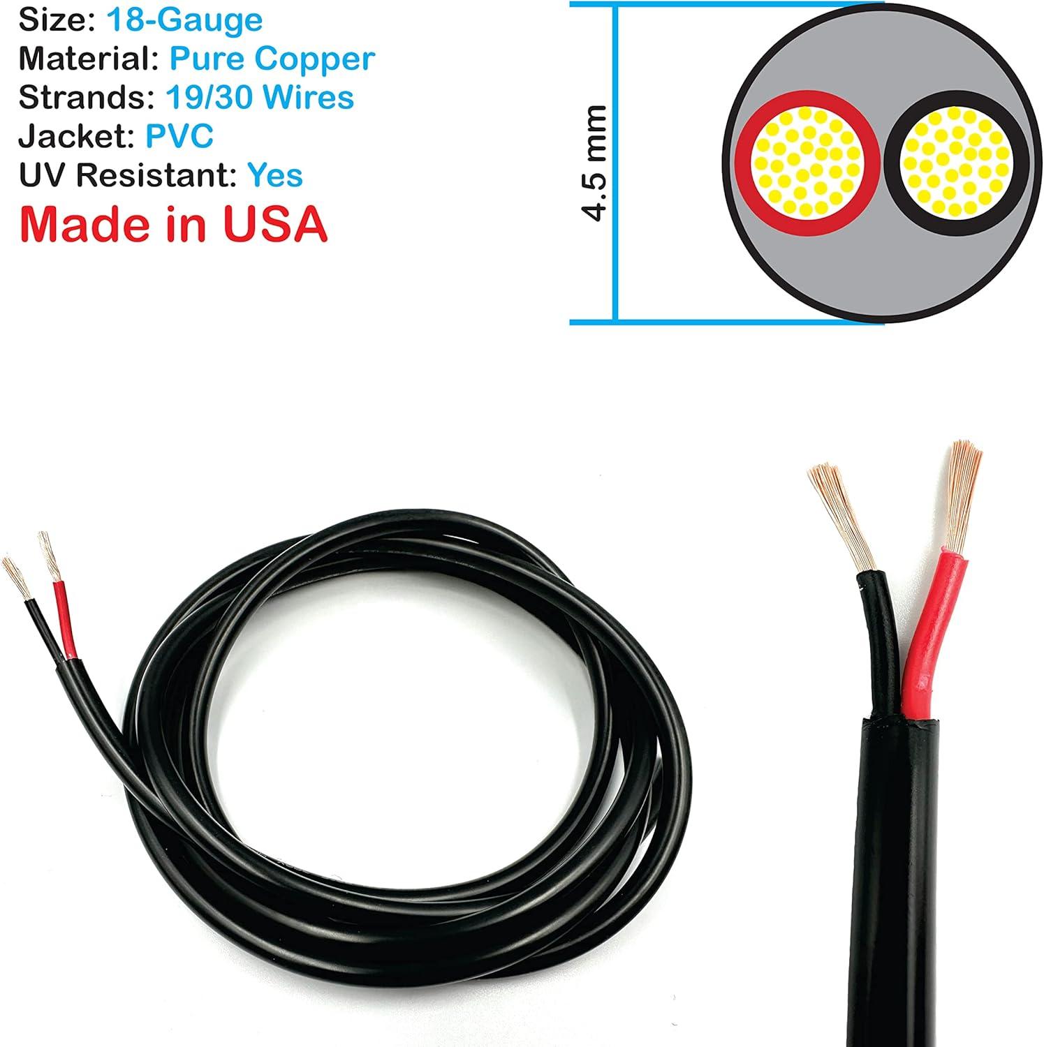 NATIONAL Wire&Cable - Premium Electrical Wire - 18 Gauge 2 Conductors - 100Ft - Made in USA