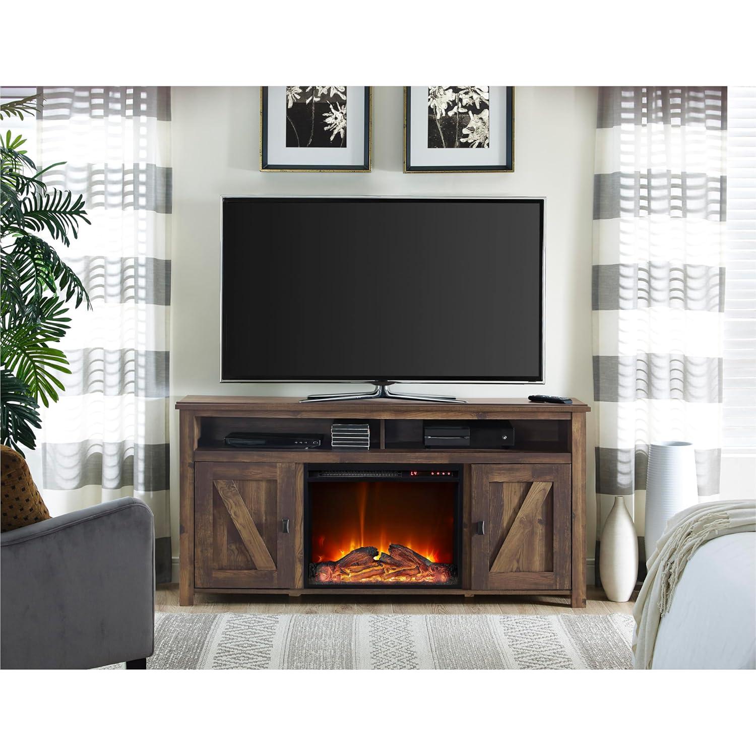 Ameriwood Home Farmington Electric Fireplace Console for TVs up to 60", Rustic