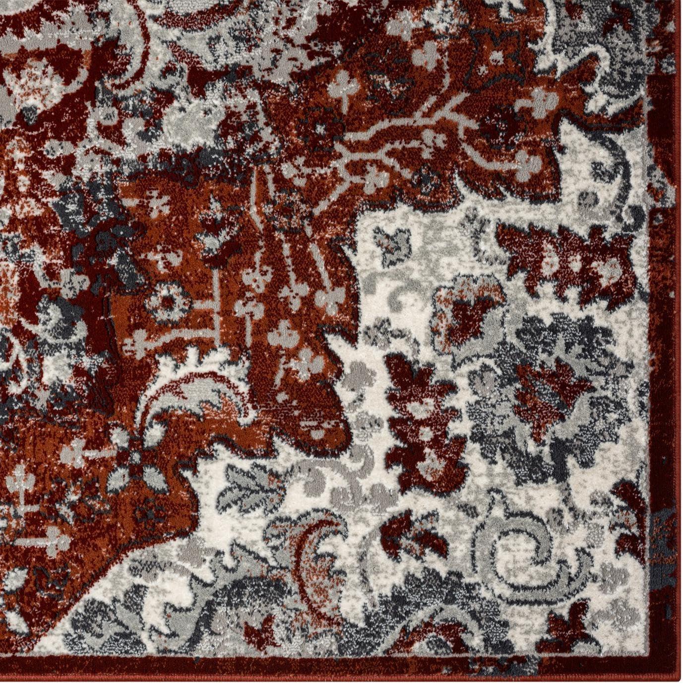 Luxe Weavers Moroccan Red 5x7 Medallion Area Rug, Floral Living Room Carpet
