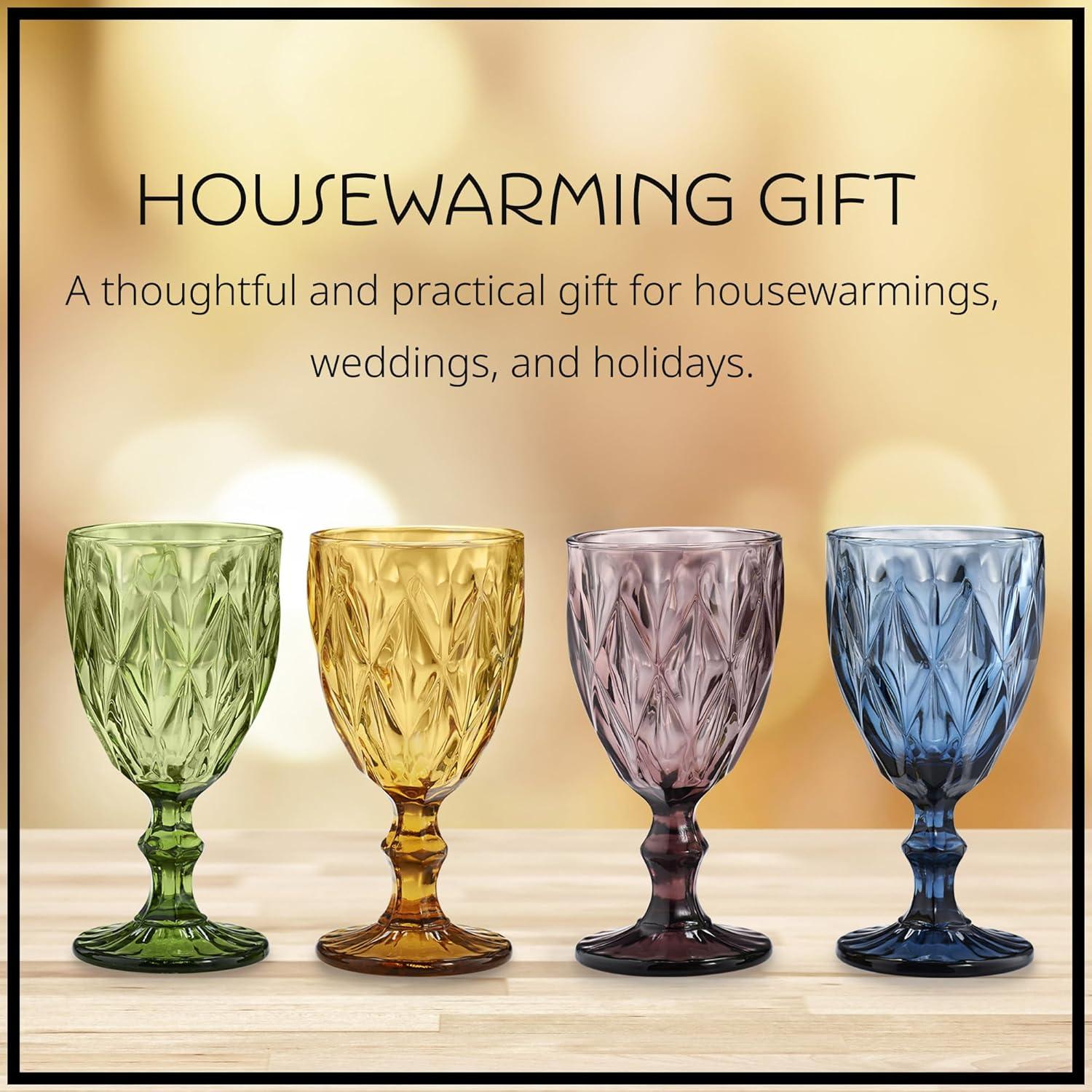 Artland Assorted Colors 14oz Footed Goblet Glass Set