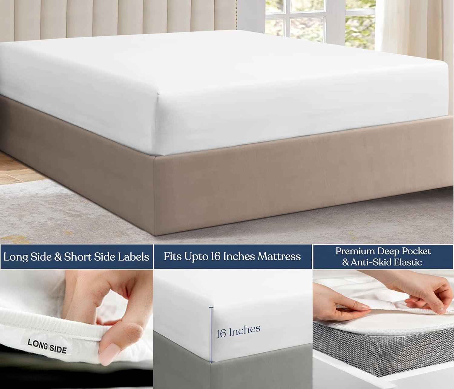 Delara Sábana de Tejido de Percal 100% Algodón Orgánico, Sábana Encimera Doble, 400 Hilos Certificados, Suave y Que Absorbe la Humedad, Ropa de Cama Transpirable de Tejido de Percal Suave y Sedoso para Mujeres, Hombres, Niños y Adolescentes