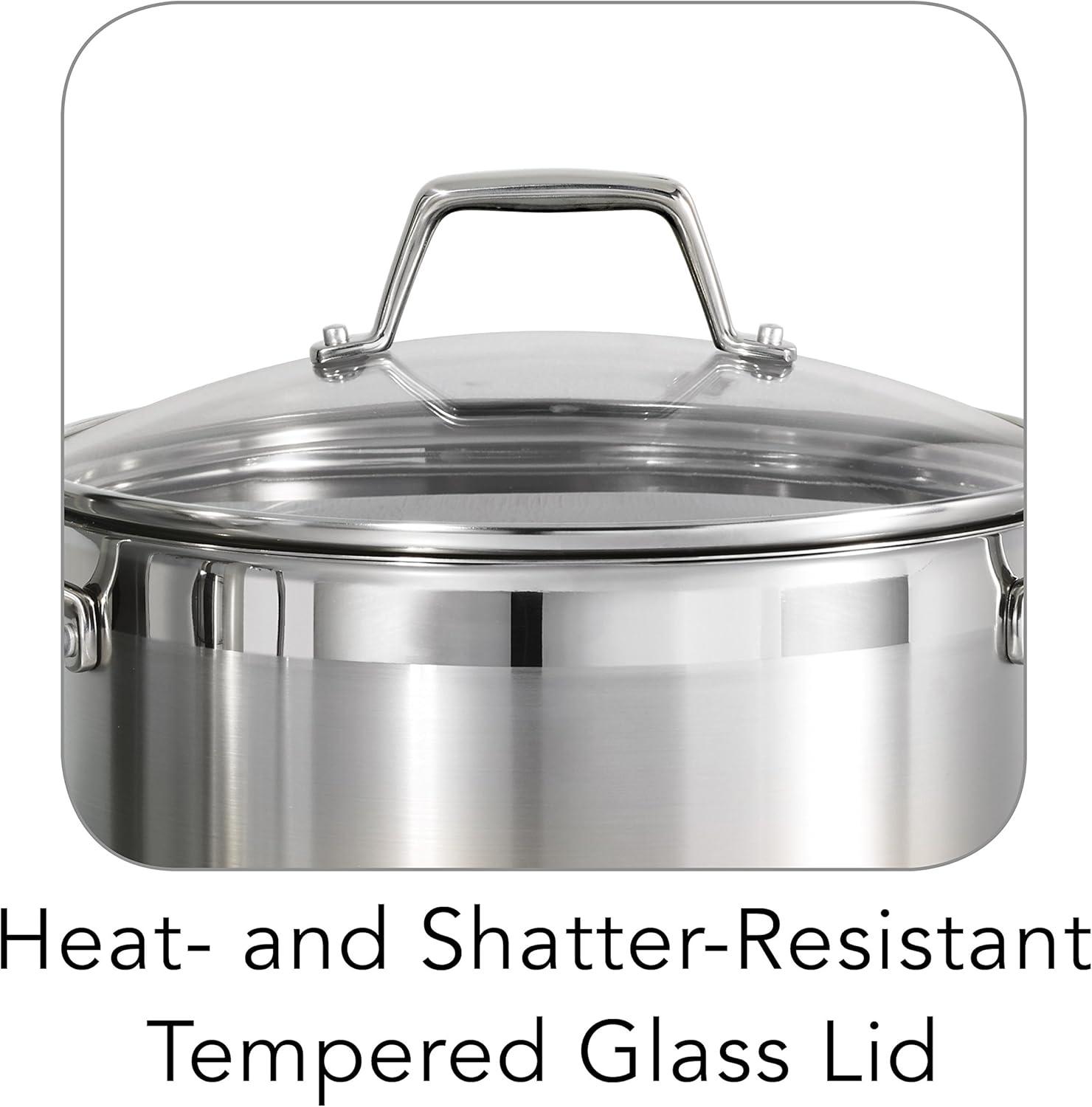 Polished Stainless Steel 8-Quart Pasta Cooker with Glass Lid