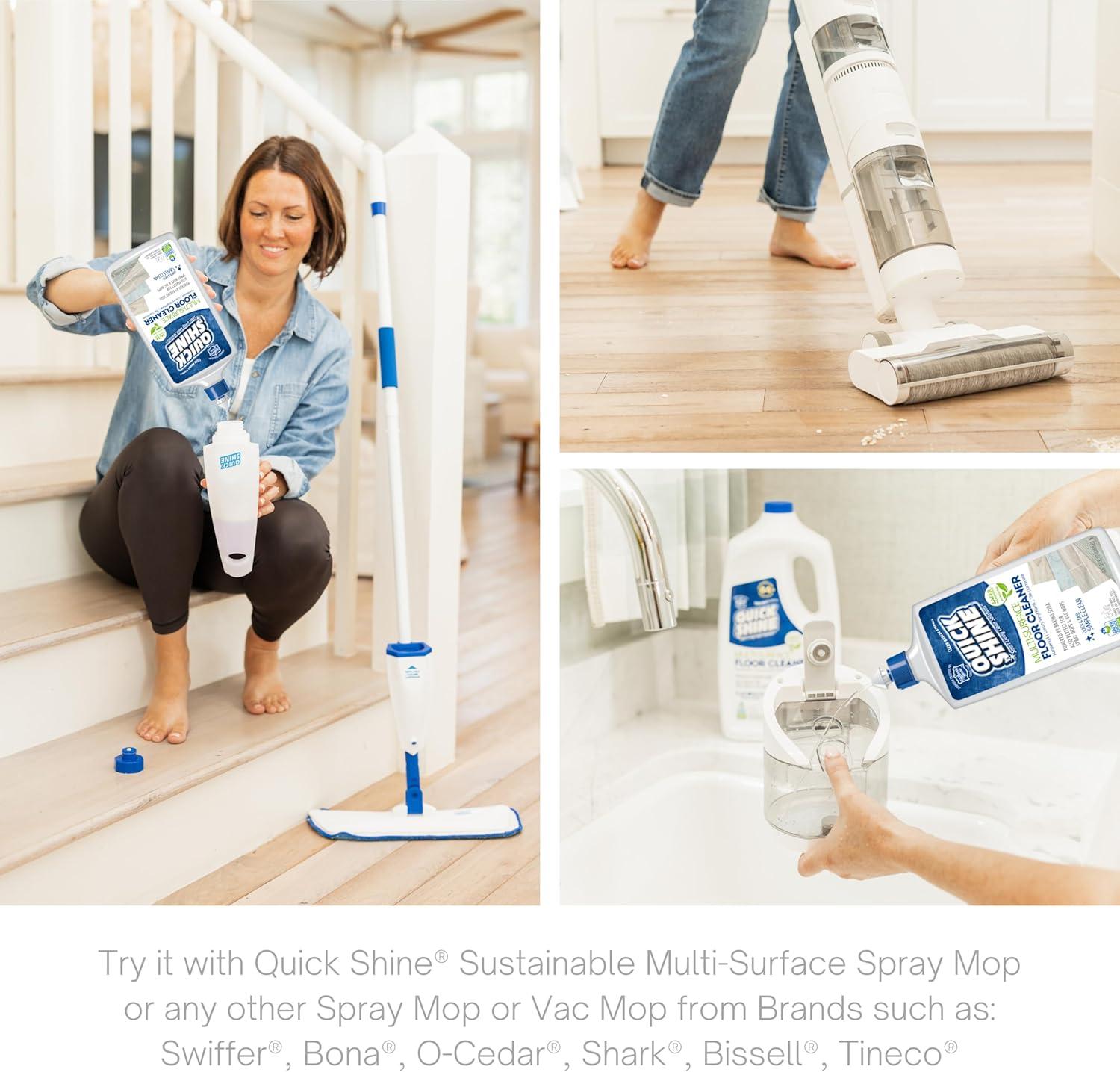 Quick Shine Spray Mop Combo Pack: Includes (1) Multi Surface Spray Mop, (3) Microfiber Pads and (1) 16 oz Multi-Surface Cleaner