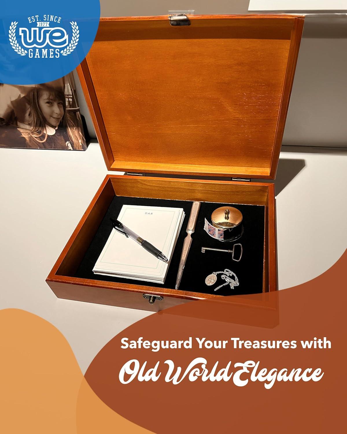 WE Games Old World Wooden Treasure Box with Brass Latch