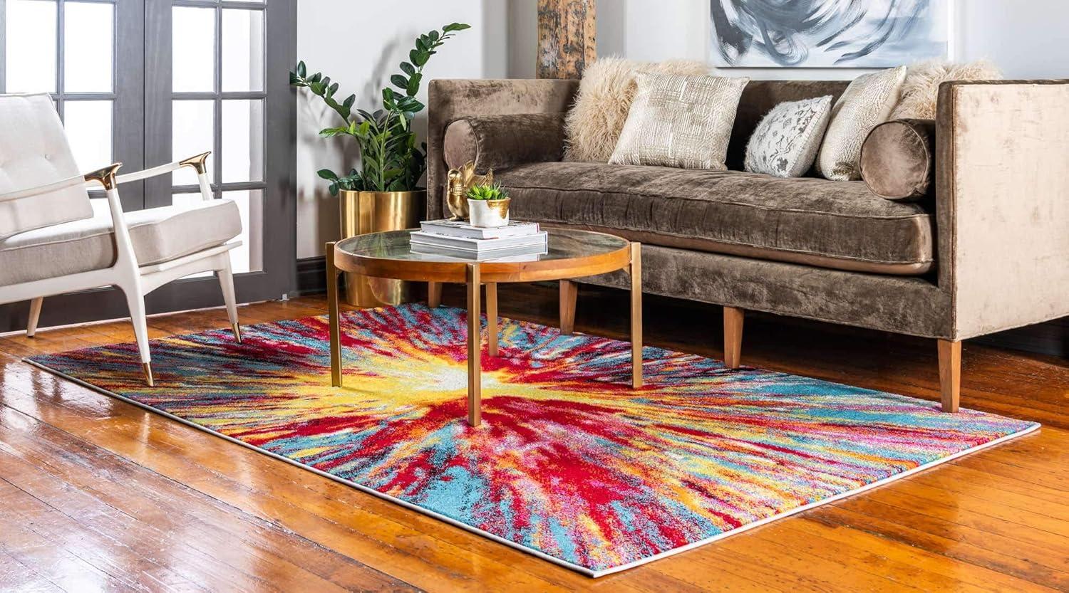 Unique Loom Lyon Collection Area Rug - Ruby (9' x 12' 2" Rectangle Multi/Blue)