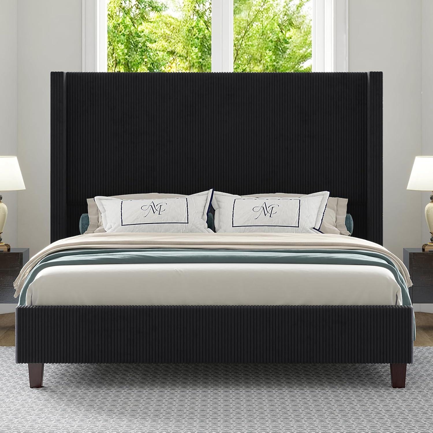 Dunwoody Upholstered Wingback Platform Bed