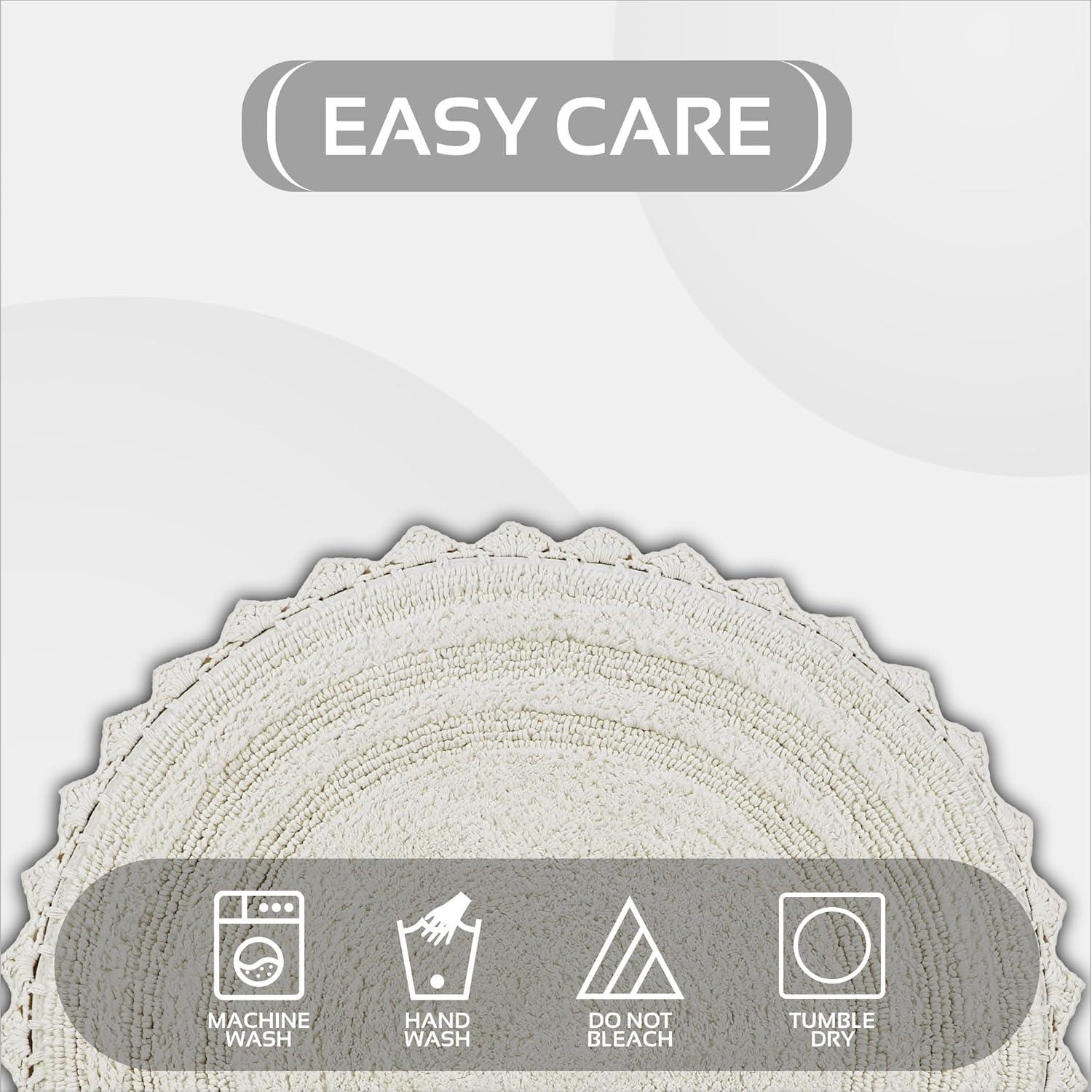 Better Trends Lilly Crochet 100% Cotton Tufted Reversible Bath Rug 30" Round - Ivory