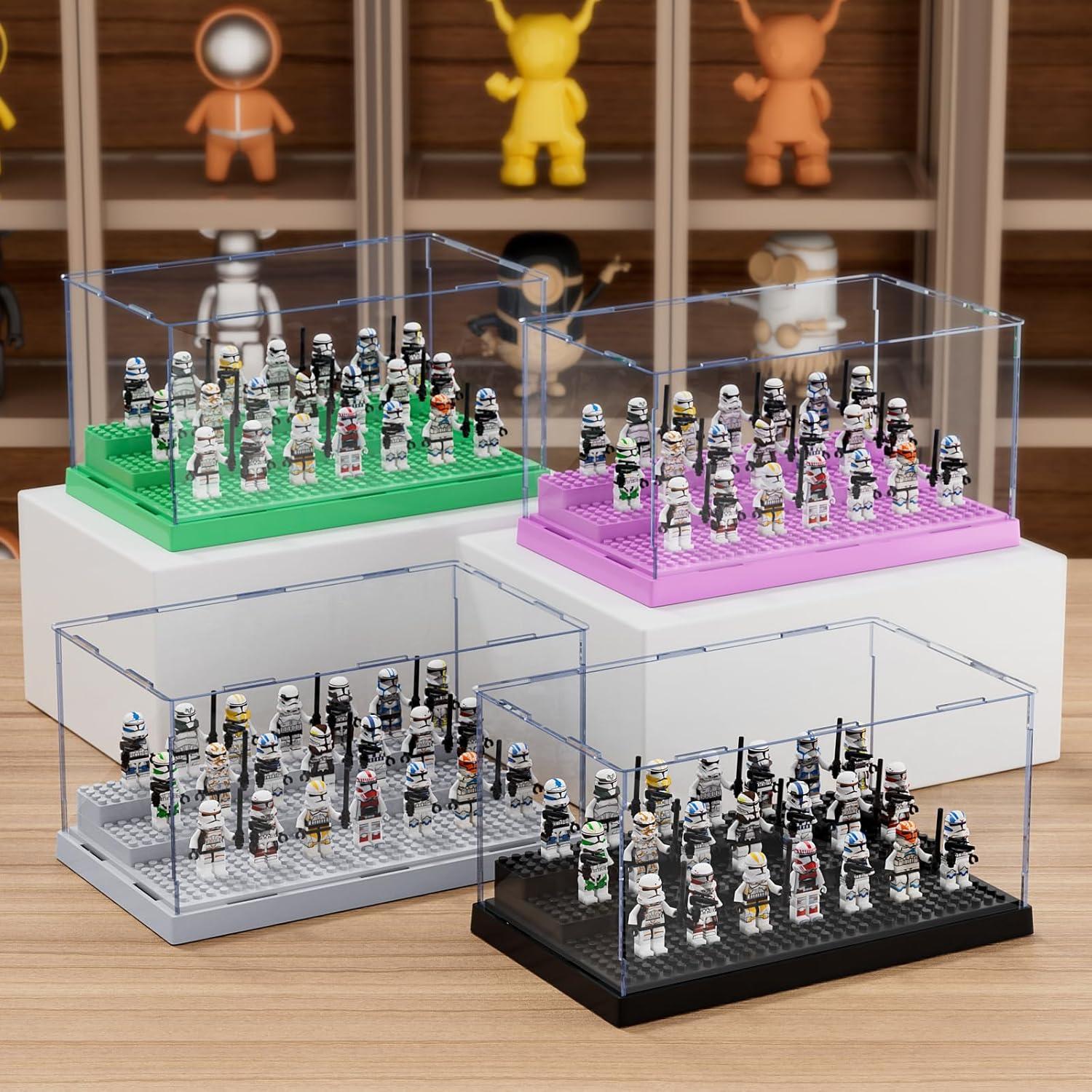 Display Case for Minifigure Action Figures Blocks, Removable Acrylic Display Box Storage for Collection Bricks Blocks Toys Models Minifigures