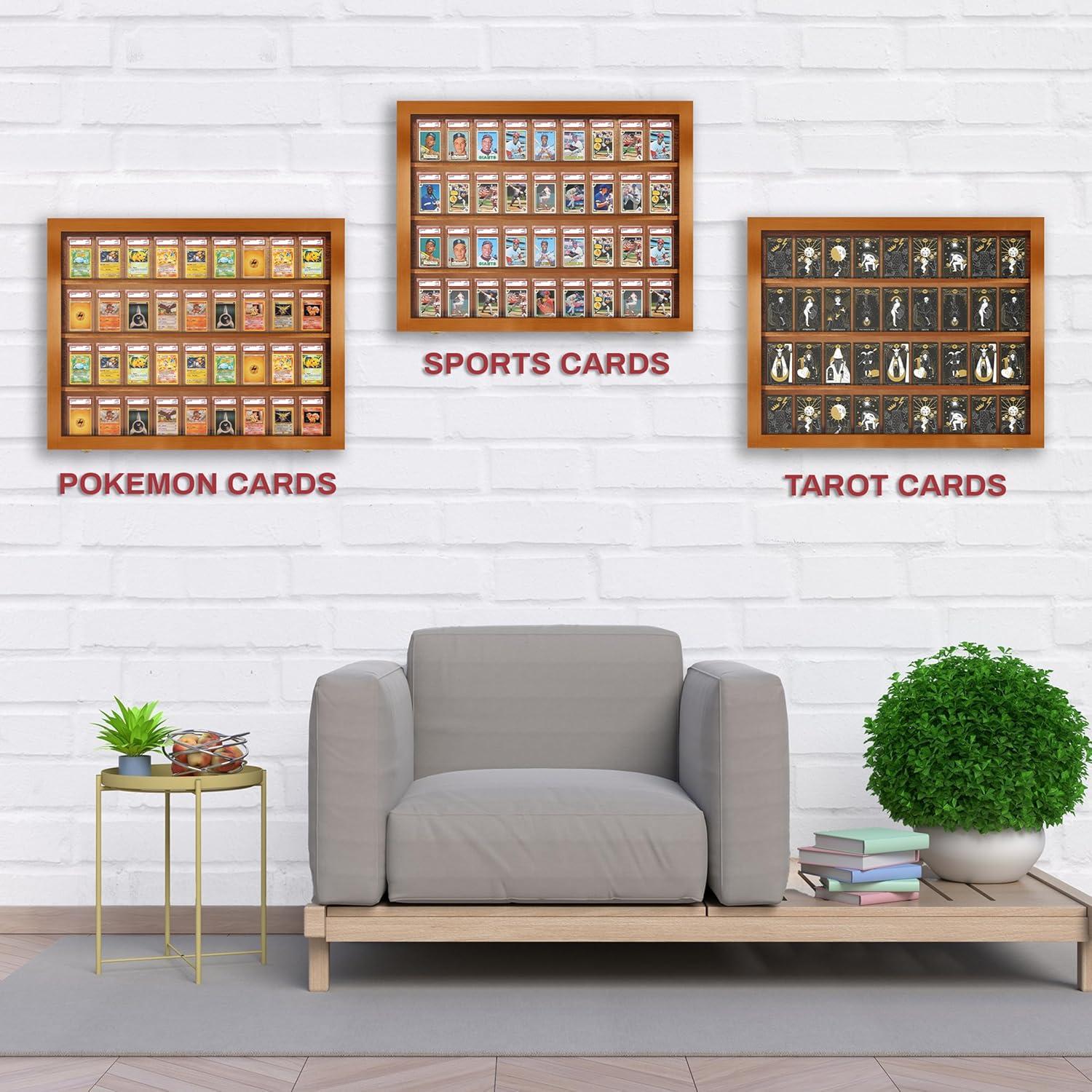 Walnut Lockable 36-Slot Sports Card Display Case