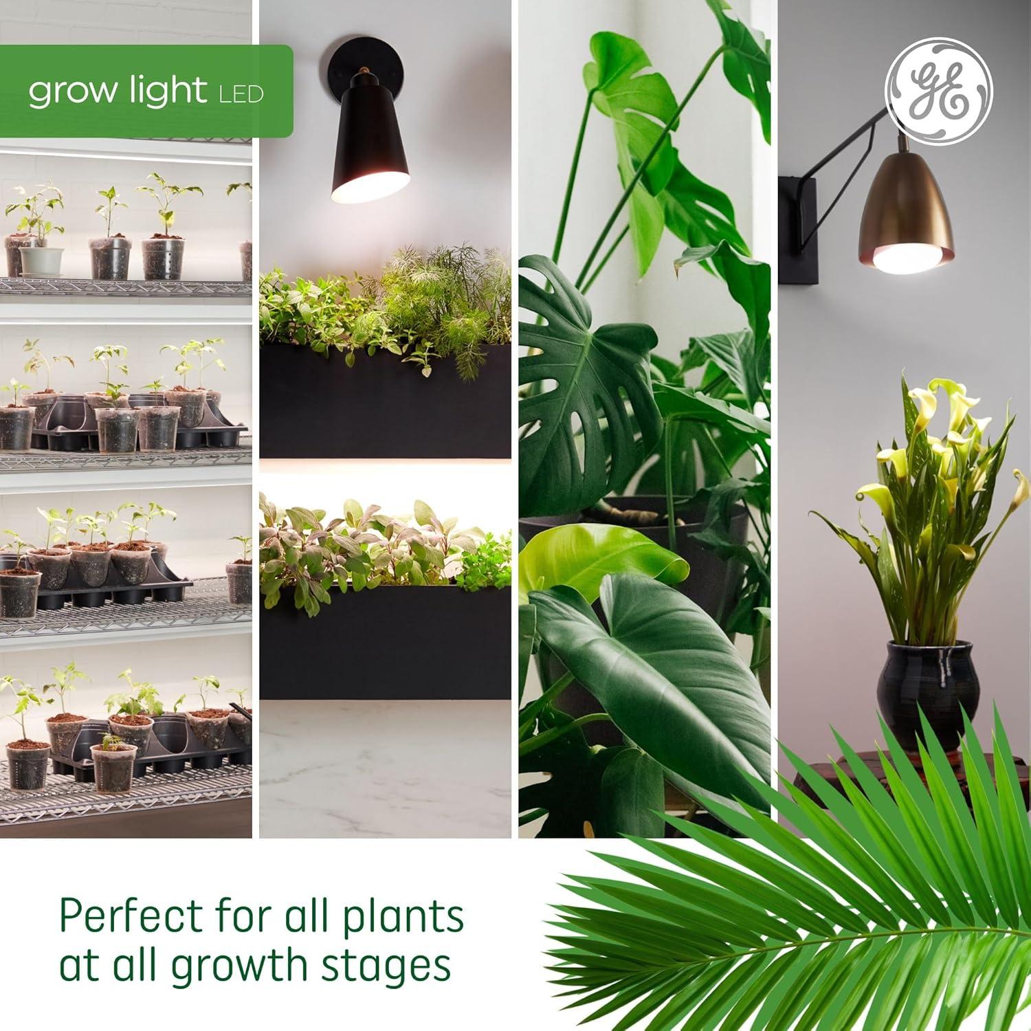 GE Grow Light Fixture for Flowers and Fruit 2'': LED, 40W, 2000 Lumens, Non-Standard Shape, 24'' Bulb, Suitable for Damp Locations