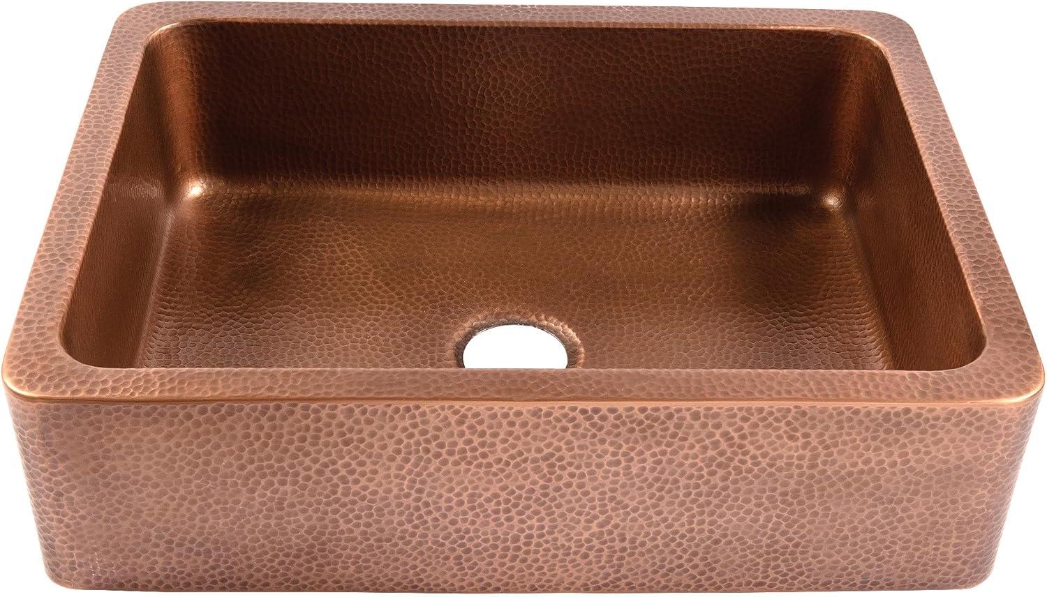 Lange Copper 30" Single Bowl Farmhouse Apron Front Undermount Kitchen Sink