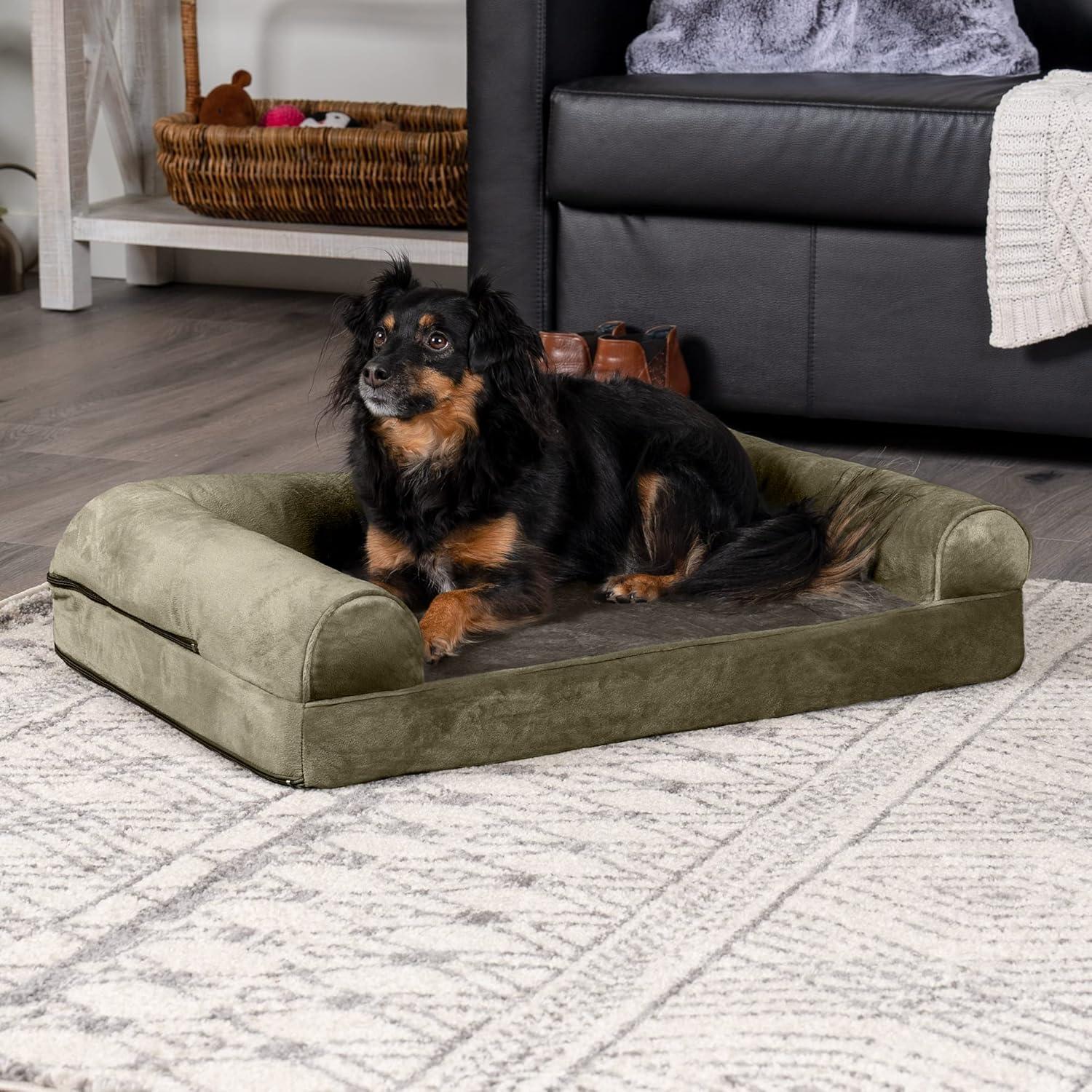 Quilted Orthopedic Bolster Sofa Pet Bed