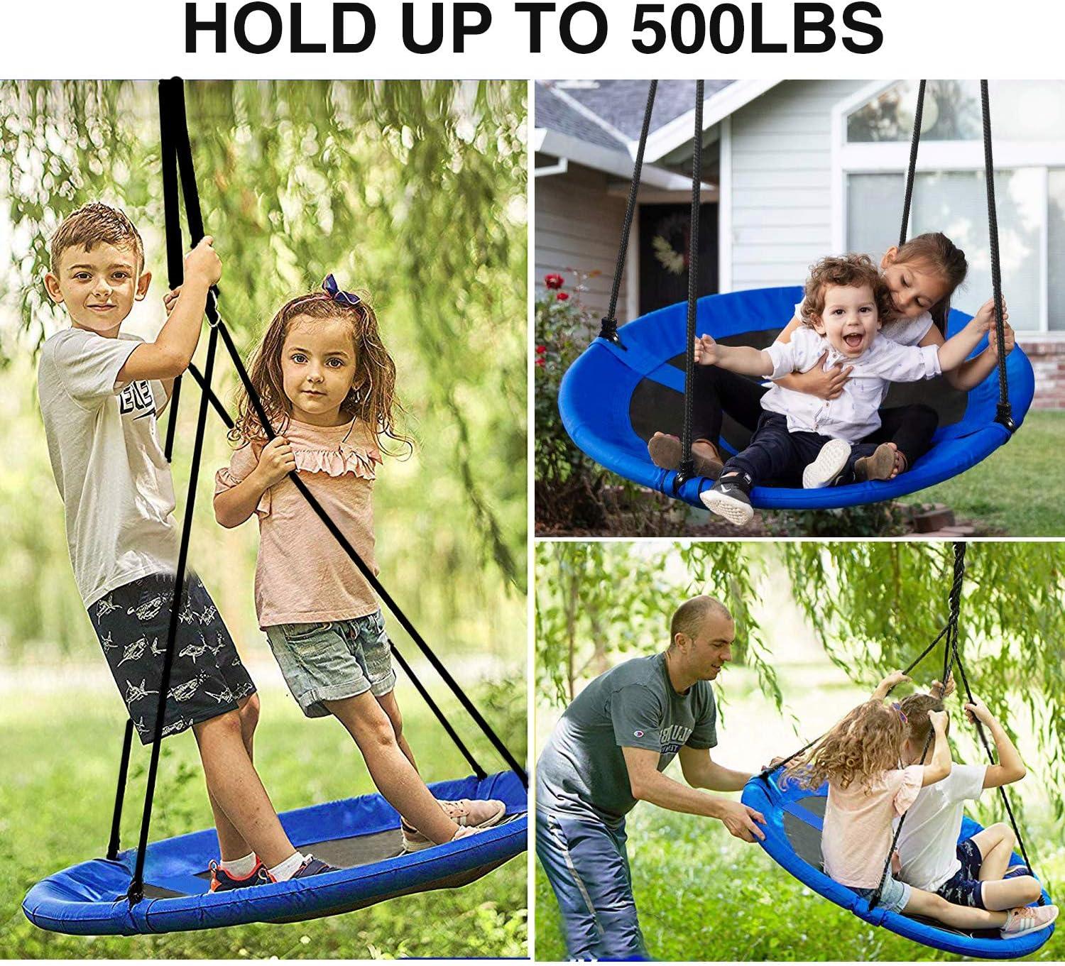 Blue 43" Heavy Duty Outdoor Saucer Swing with Adjustable Ropes