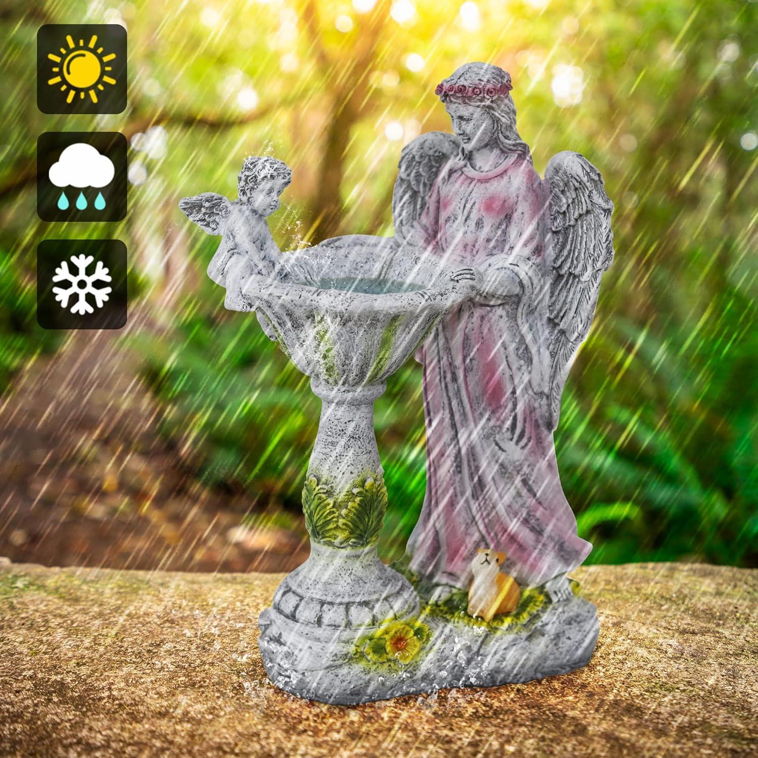 Resin Angel Garden Statue with Color Changing Solar Lights