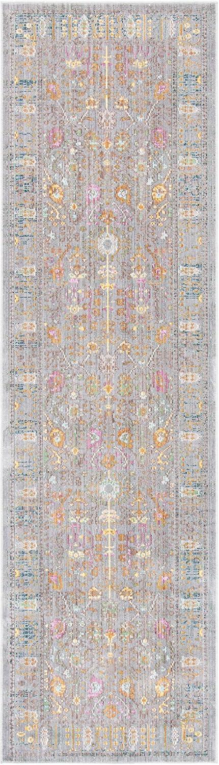 Valencia VAL108 Power Loomed Indoor Runner Rug - Grey/Multi - 2'3"x12' - Safavieh