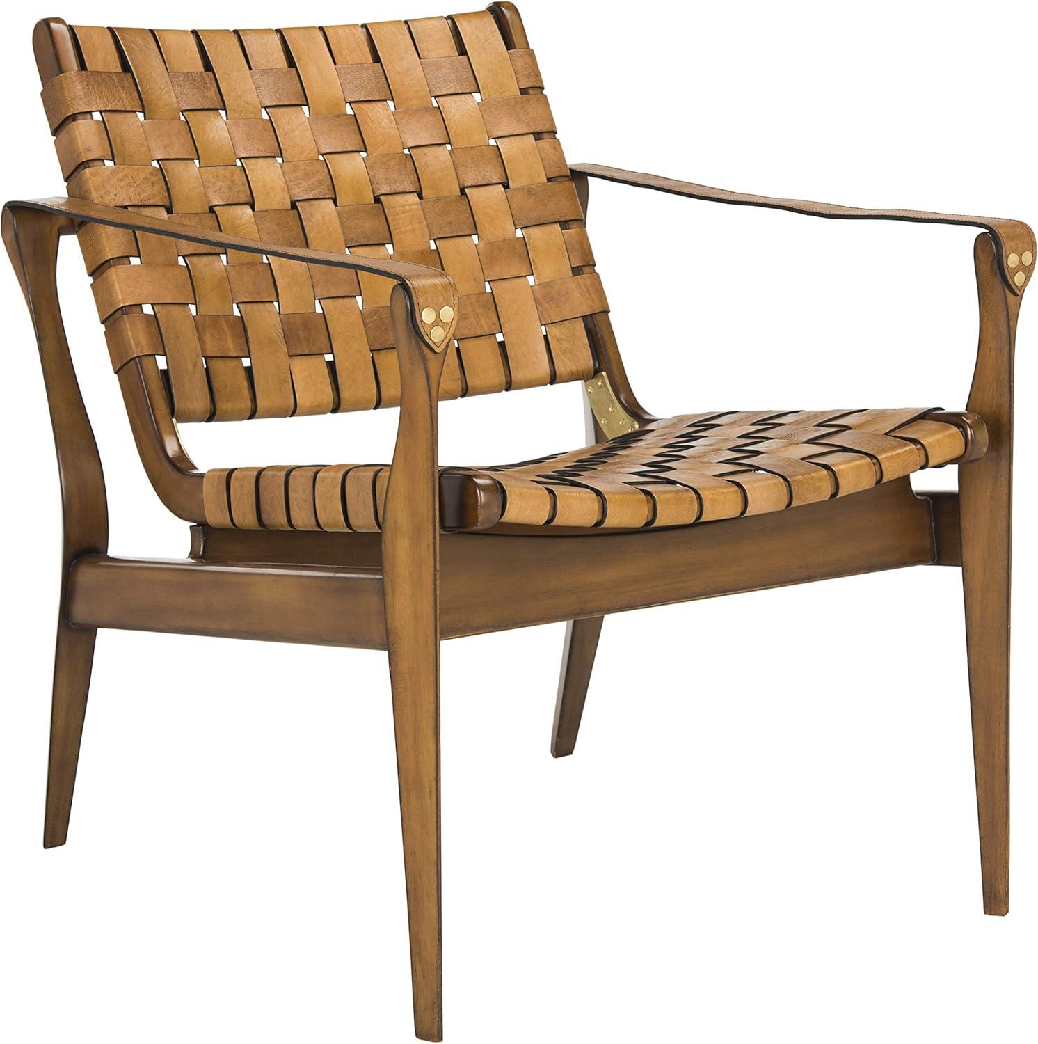 Dilan Leather Safari Chair  - Safavieh