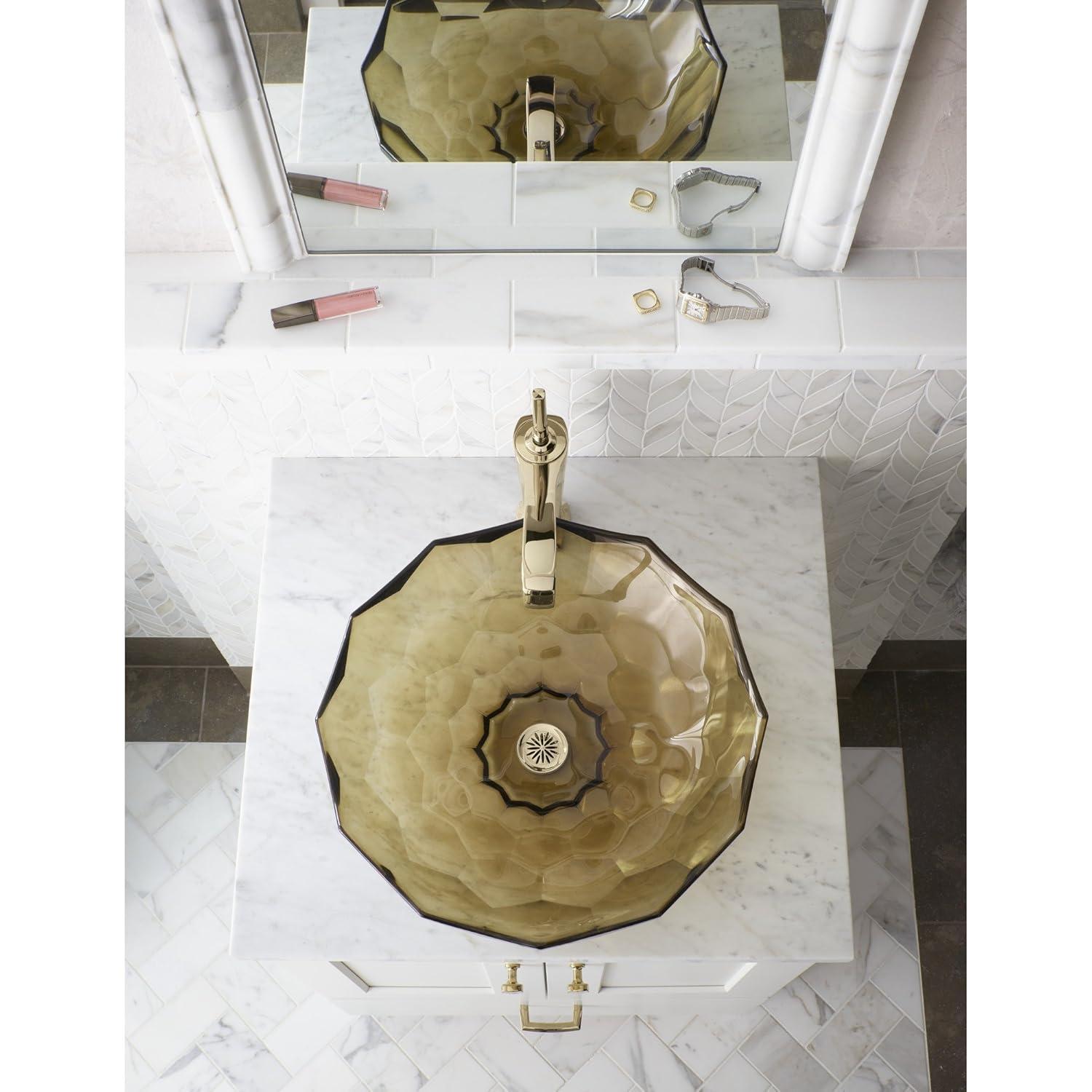 Kohler Briolette, Artist Editions Oval Faceted Glass Bathroom Vessel Sink