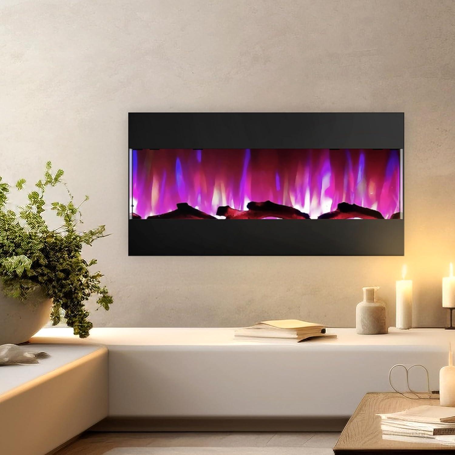 Cambridge Cambridge Wall Mount Electric Fireplace Heater with Remote Control for Indoor Use in Living Room, Bedroom, Home Office