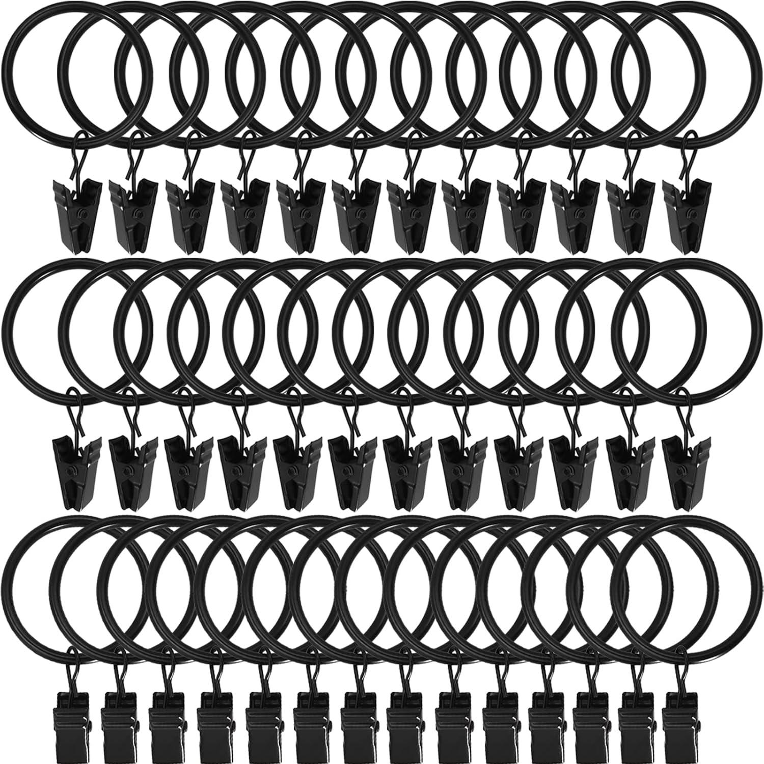 Clearance! Uscallm 40 Pack Metal Curtain Rings With Clips, Hat Clothes Clips, Drapery Clips With Rings, Drapes Rings 1.26in Interior Diameter Calf Stretch Box Unclaimed Pallets
