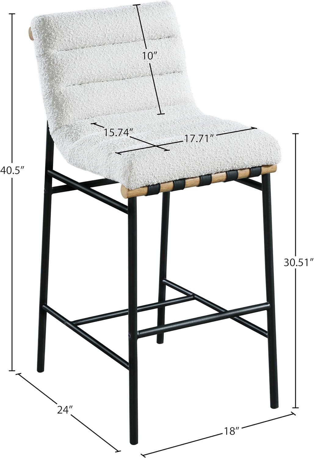 Meridian Furniture Burke Cream Boucle Fabric Bar Stool