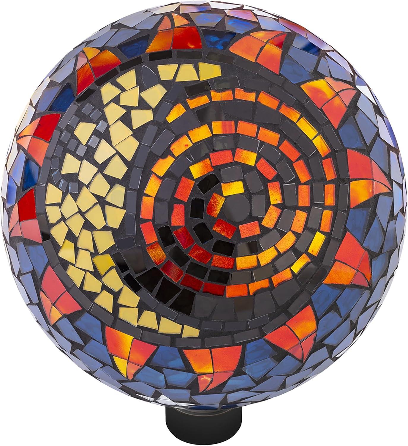 Alpine Corporation 10" Glass Mosaic Sun and Moon Gazing Globe, Multicolor